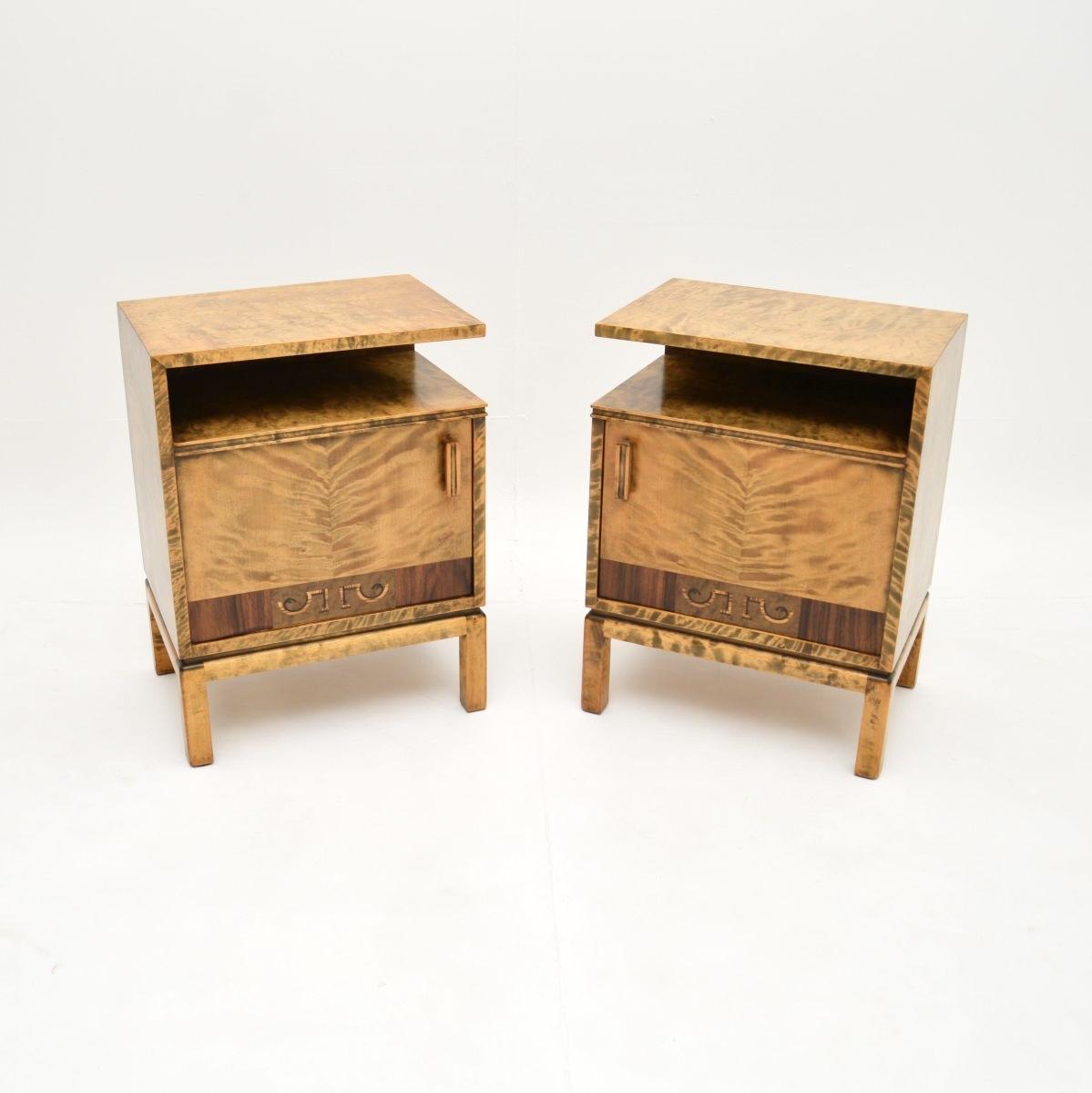 Pair of Swedish Art Deco Bedside Cabinets in Satin Birch (1 of 11) Pair of Swedish Art Deco Bedside Cabinets in Satin Birch (1 of 11)