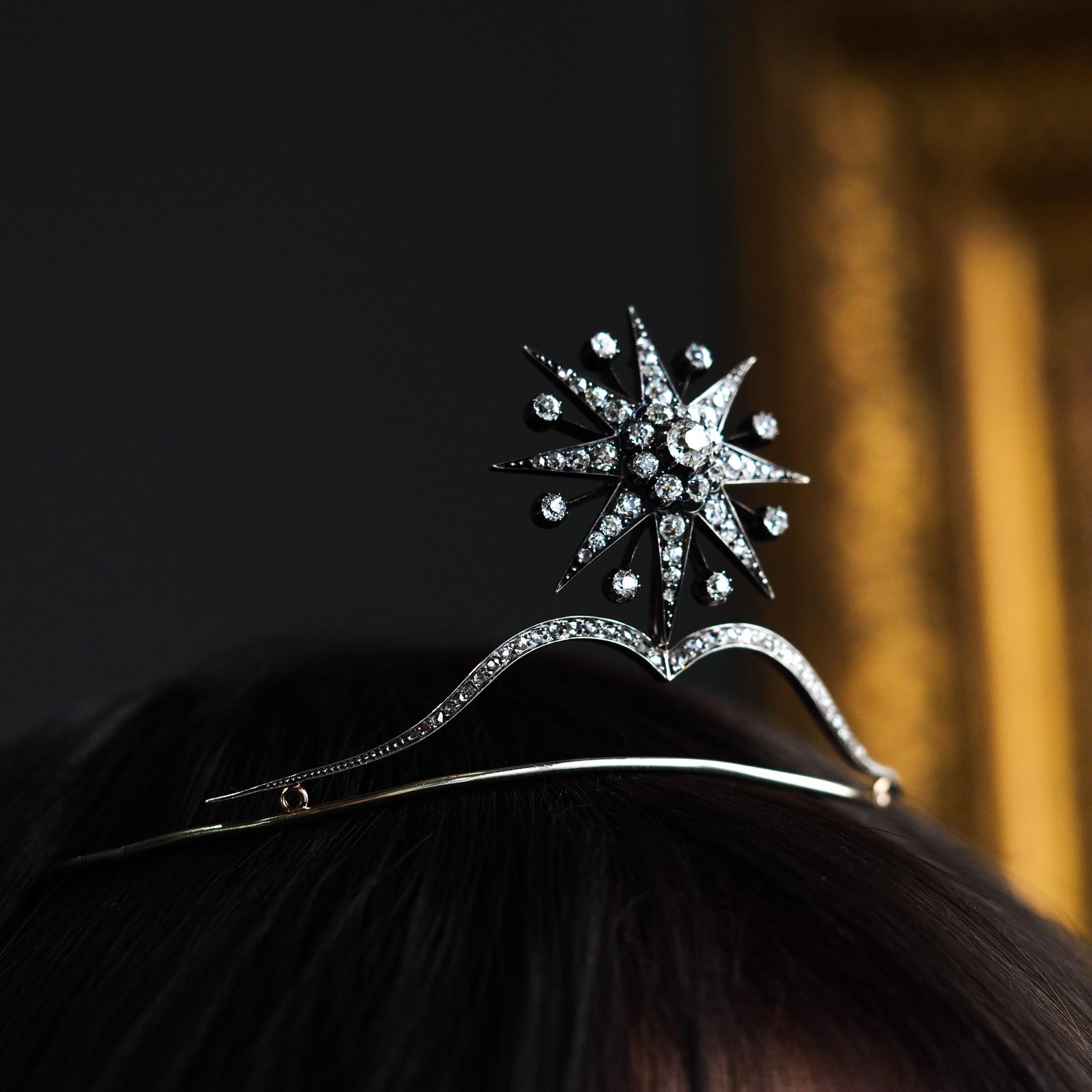 Antique Victorian Diamond Tiara Starburst with Convertible Brooch / Pendant c.1890 (1 of 25)