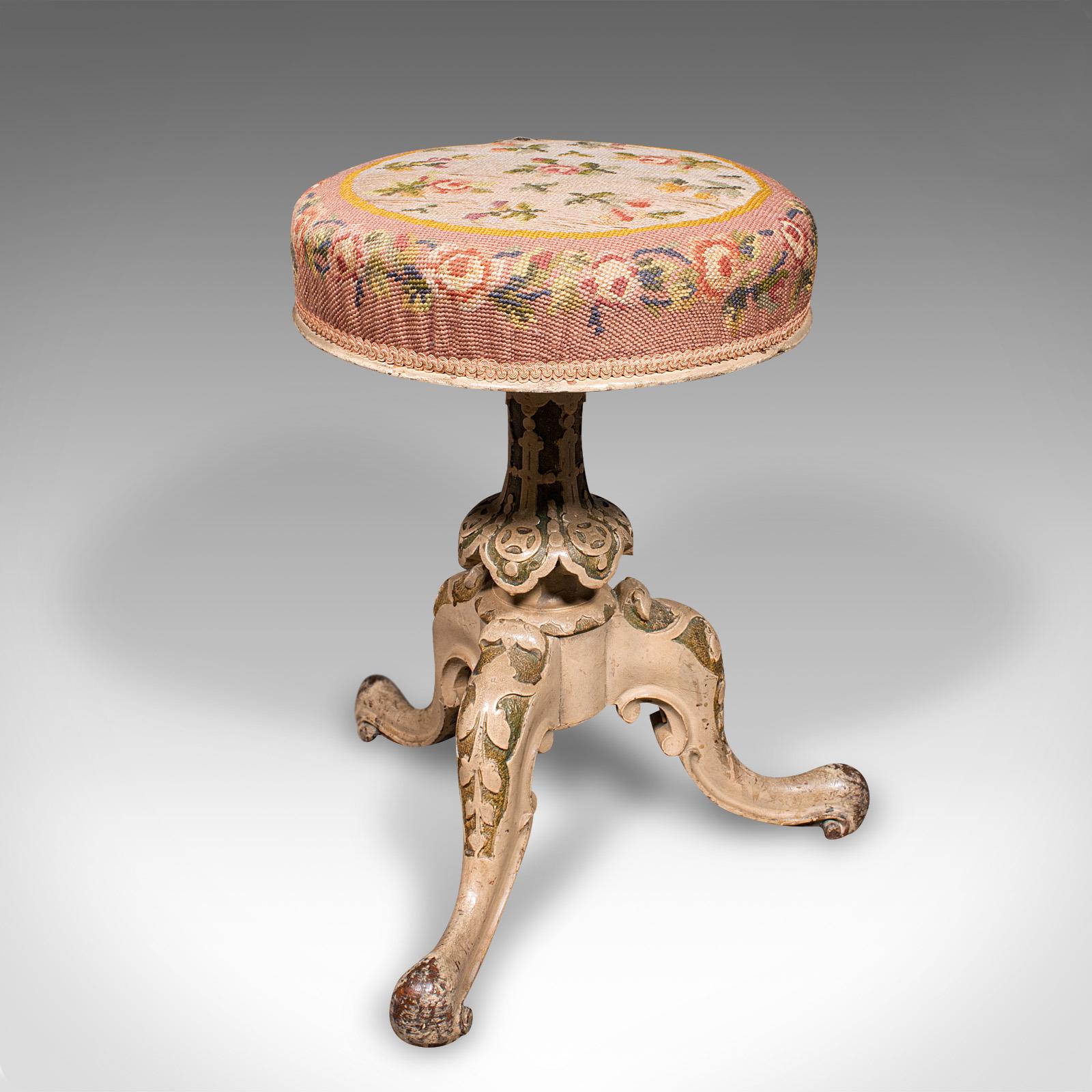 Antique Piano Stool, English, Painted Frame, Music Seat, Riser, Victorian c.1850 (1 of 9) Antique Piano Stool, English, Painted Frame, Music Seat, Riser, Victorian c.1850 (1 of 9)