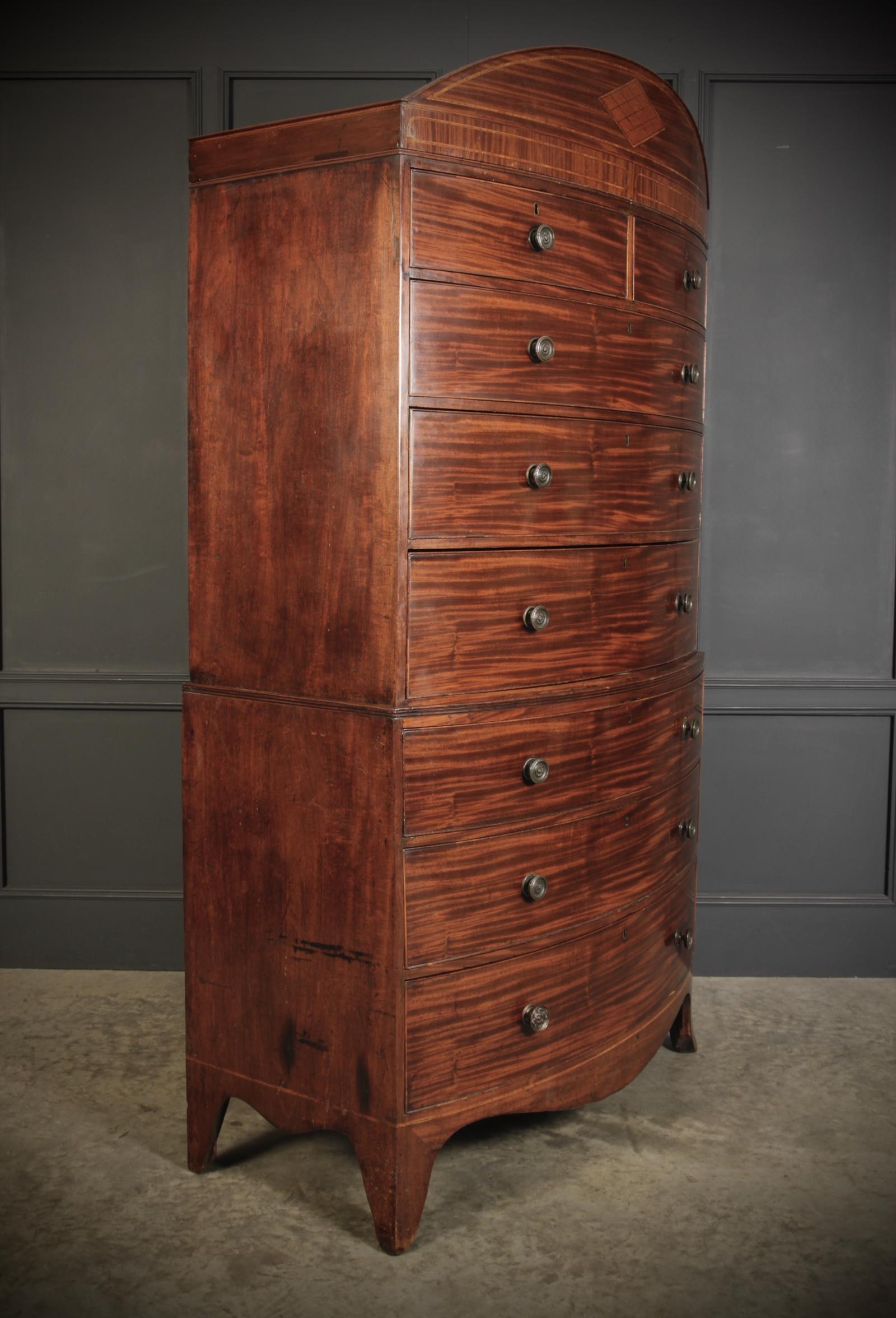 Rare Regency Bow Front Tallboy Chest On Chest (1 of 10)