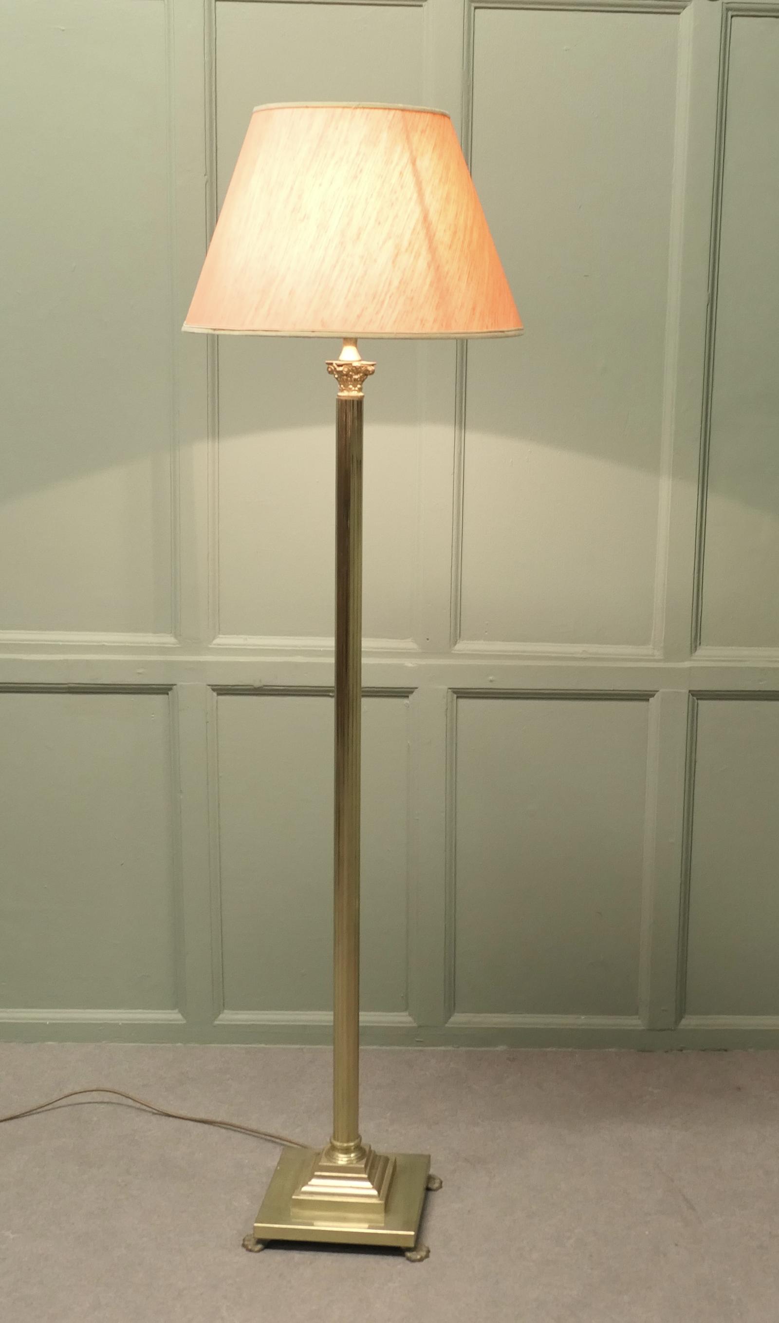 Corinthian Column Brass Floor Lamp (1 of 6)