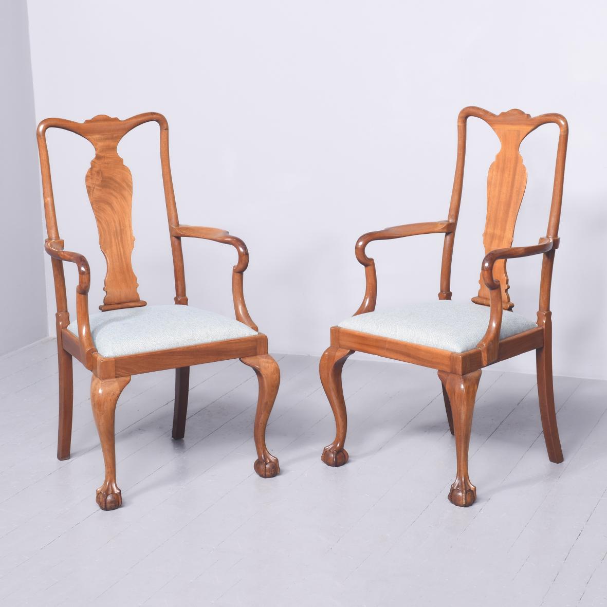 Quality Pair of Mahogany Queen Anne Style Armchairs (1 of 10)