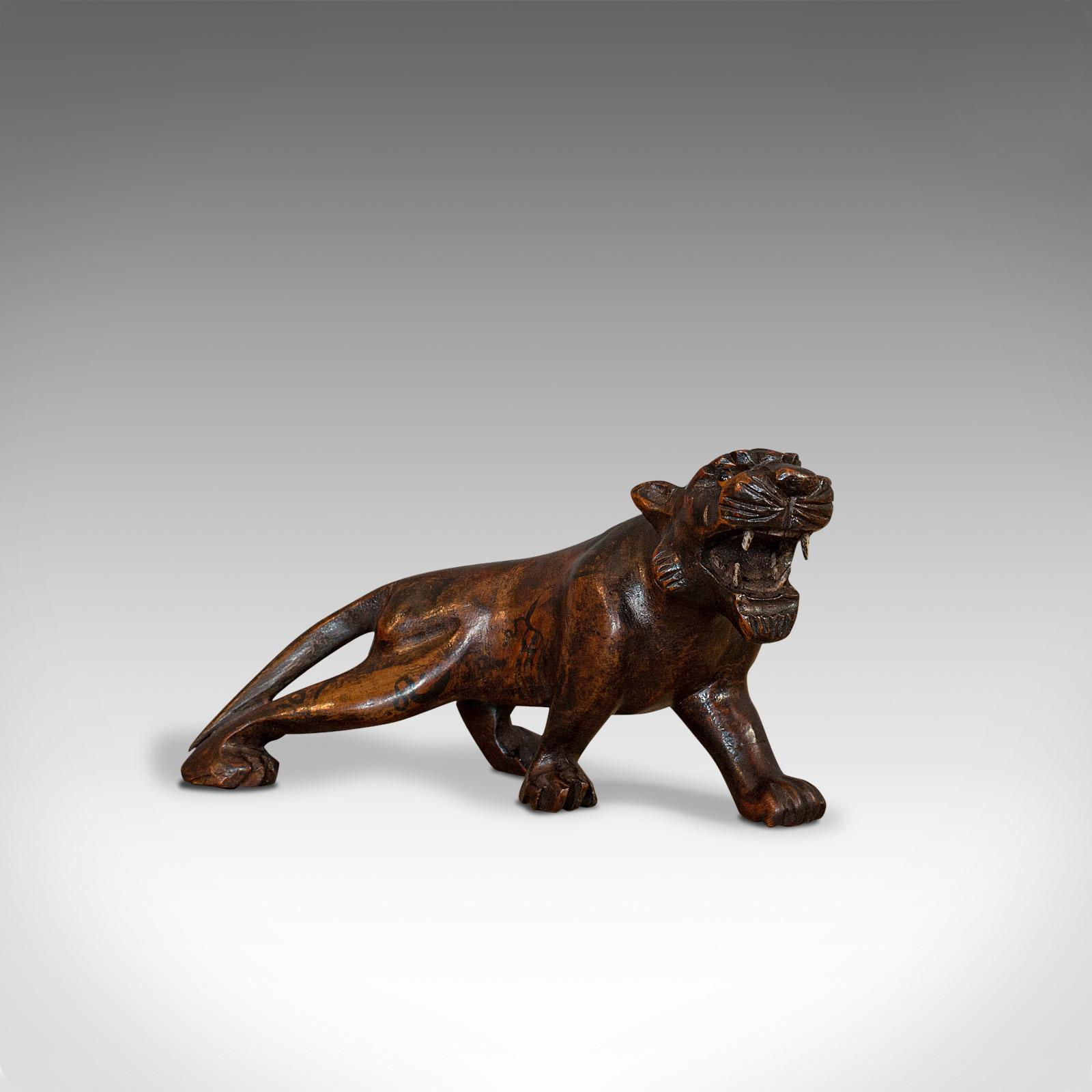 Antique Carved Tiger, Asian, Teak, Decorative Statue, 20th Century, Circa 1920 (1 of 8)