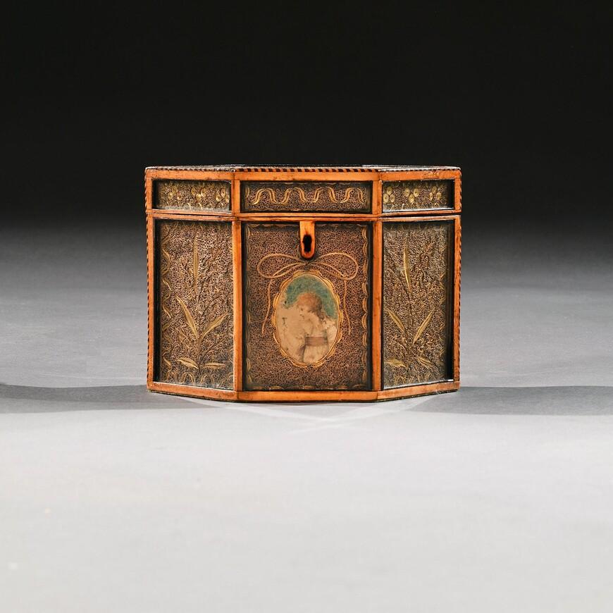 18th Century Georgian Paper Scrolled Quilled Satinwood Tea Caddy (1 of 5)