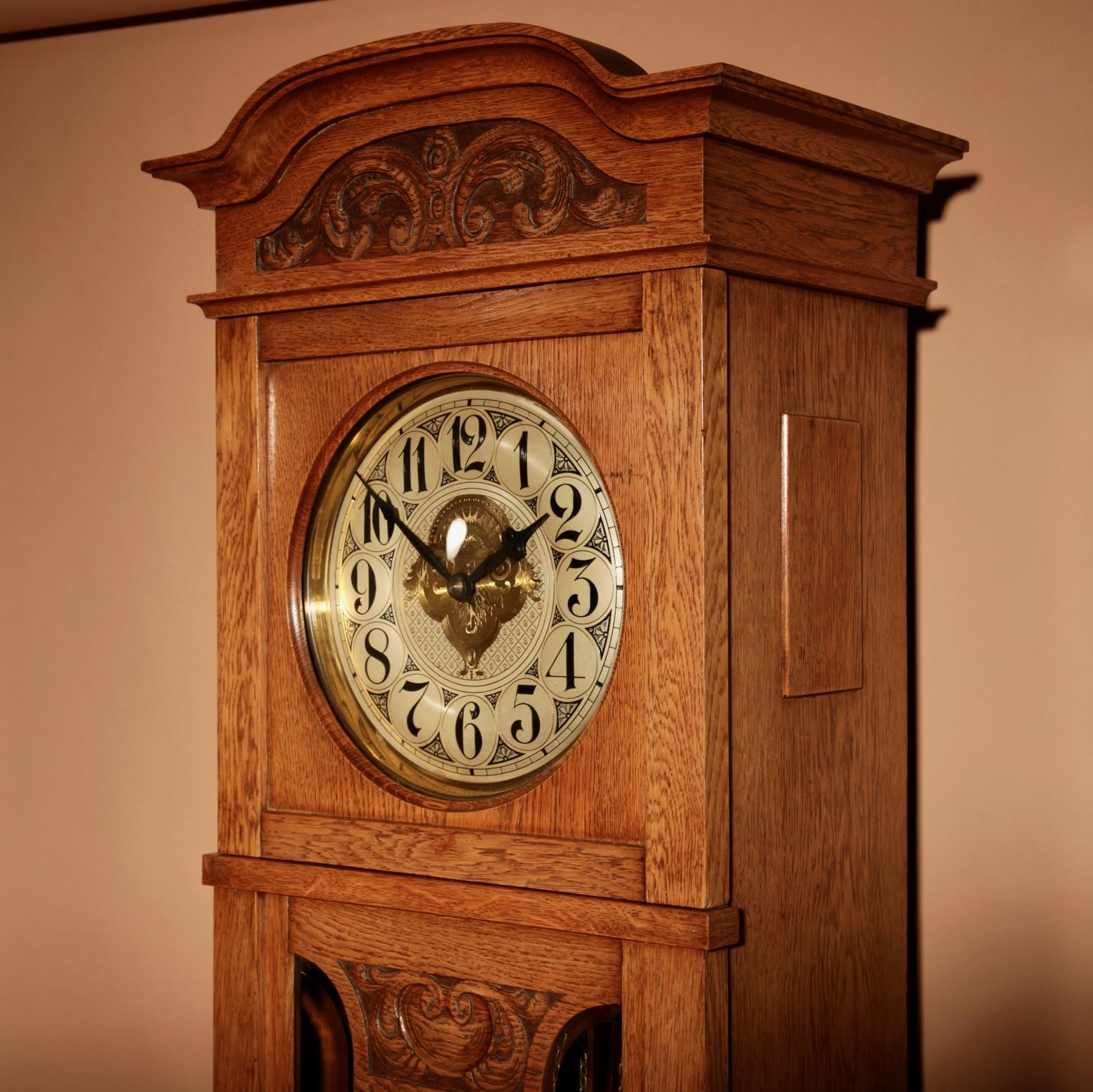 Jugendstil Art Nouveau/Art Deco Impressive and Beautiful Golden Oak Dutch Longcase Clock (1 of 16)
