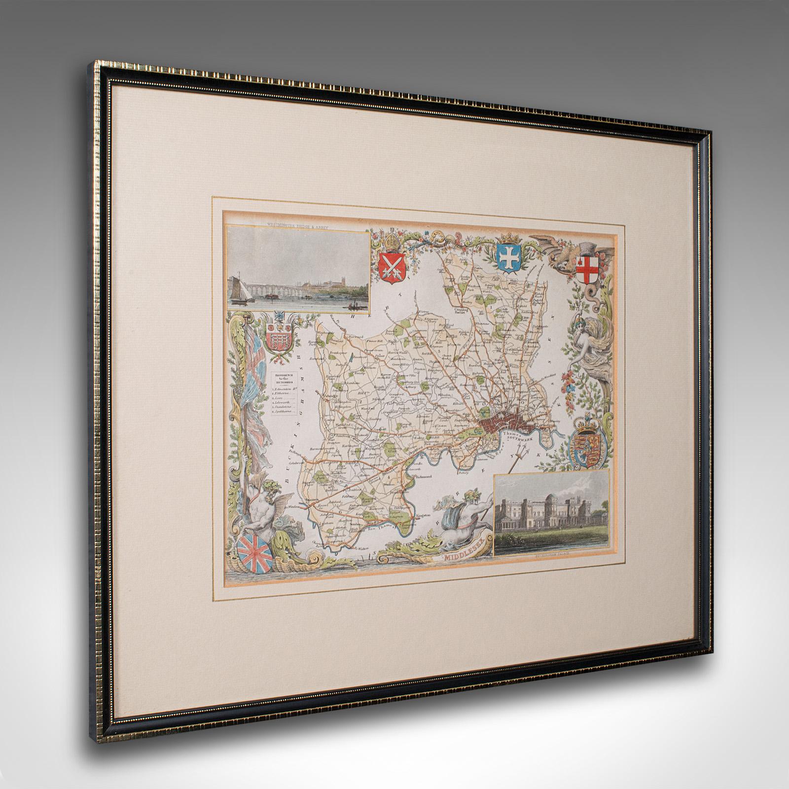Antique County Map, Middlesex, English, Framed, Litho, Cartography - Victorian (1 of 12) Antique County Map, Middlesex, English, Framed, Litho, Cartography - Victorian (1 of 12)