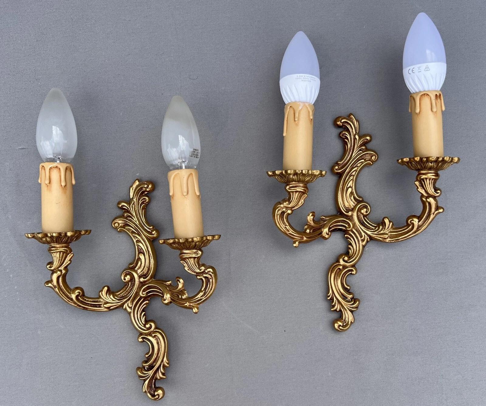 Pair of Wall Sconces Vintage French Style Brass Decorative Wall Lamps (1 of 13) Pair of Wall Sconces Vintage French Style Brass Decorative Wall Lamps (1 of 13)