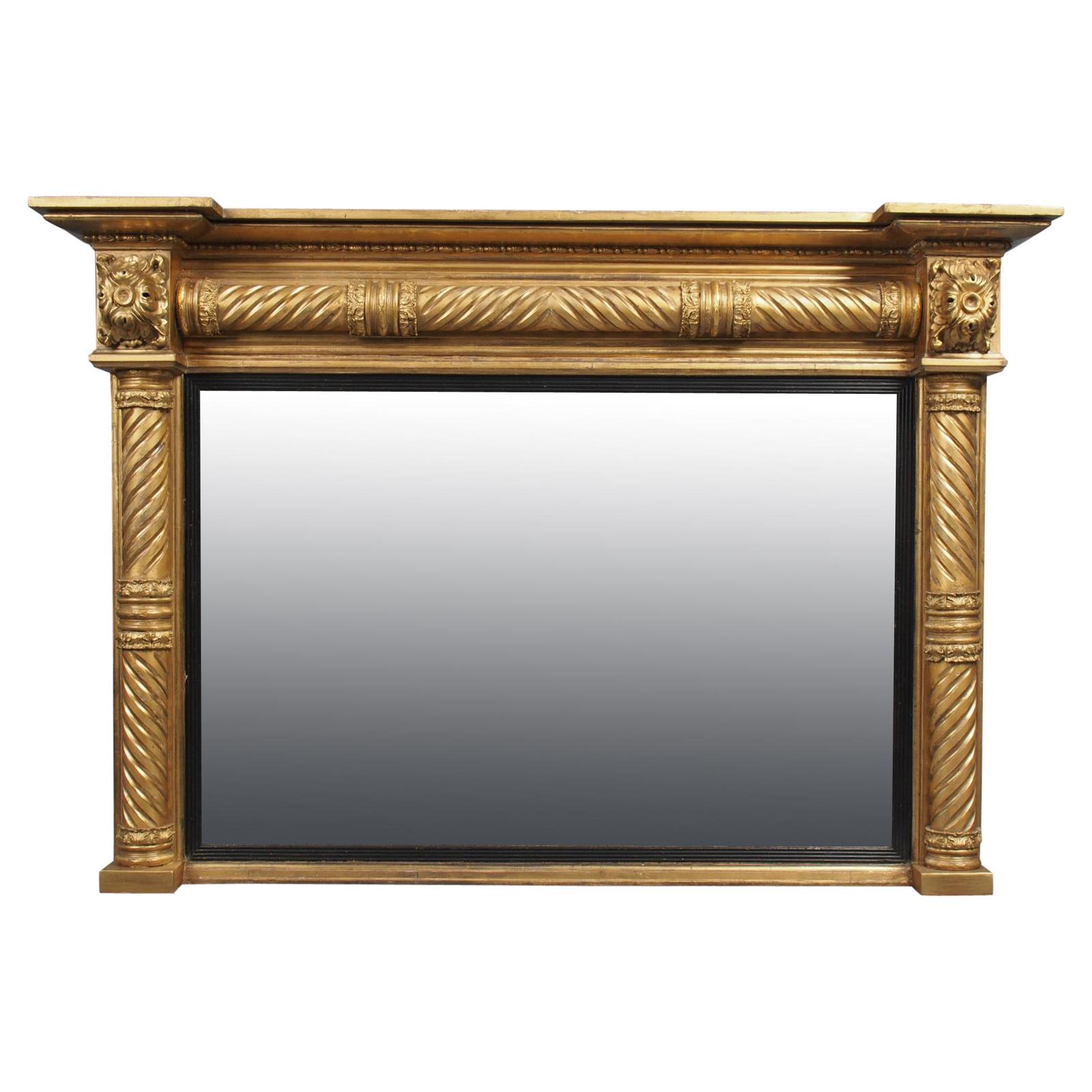 Regency Carved & Gilded Rectangular Overmantle Mirror (1 of 8)