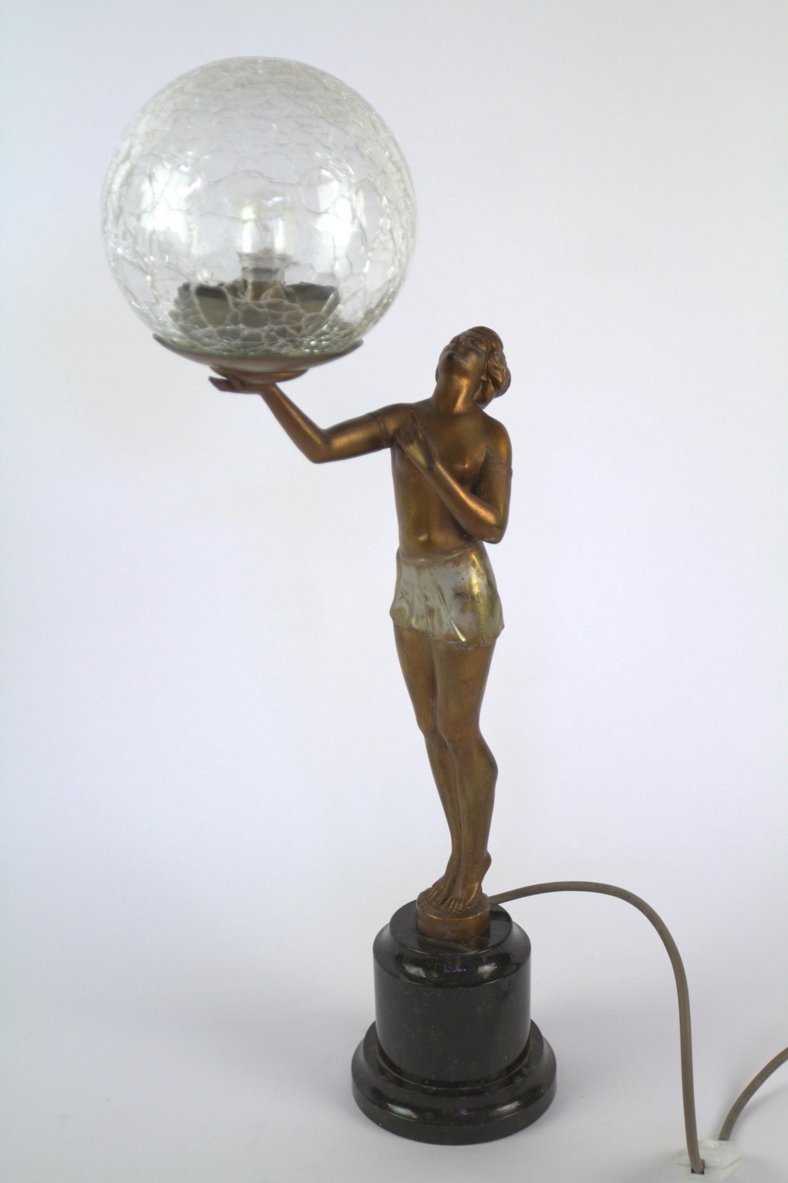Art Deco Spelter Lady Lamp Circa 1930s (1 of 7)