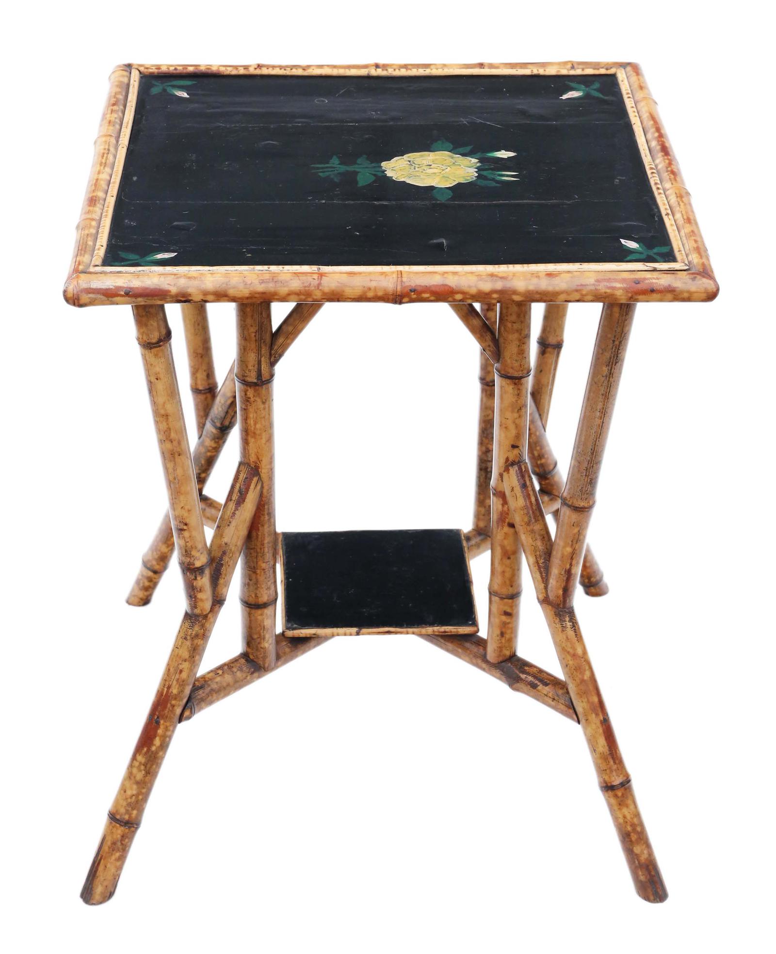 C1900 Bamboo Black Lacquer Occasional Window Table (1 of 8)