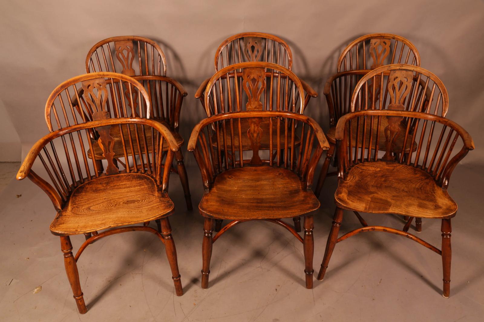 Rare Set of 6 Yew Wood Windsor Chairs Retford Maker William Wheatland (1 of 15) Rare Set of 6 Yew Wood Windsor Chairs Retford Maker William Wheatland (1 of 15)