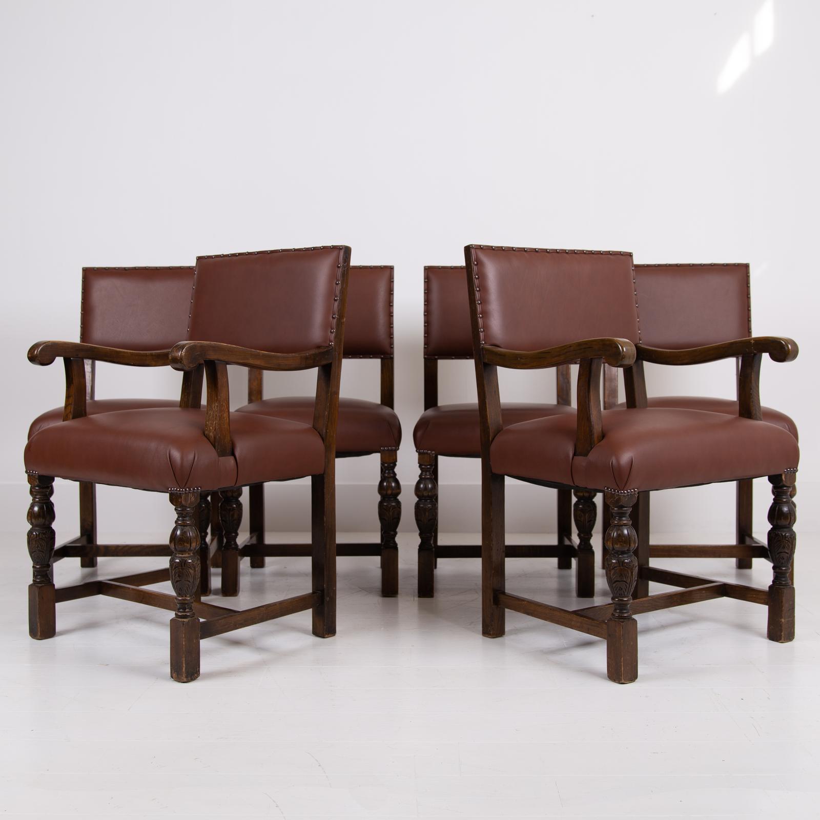 Handsome Set Of 6 Oak And Leather Dining Chairs (1 of 17) Handsome Set Of 6 Oak And Leather Dining Chairs (1 of 17)
