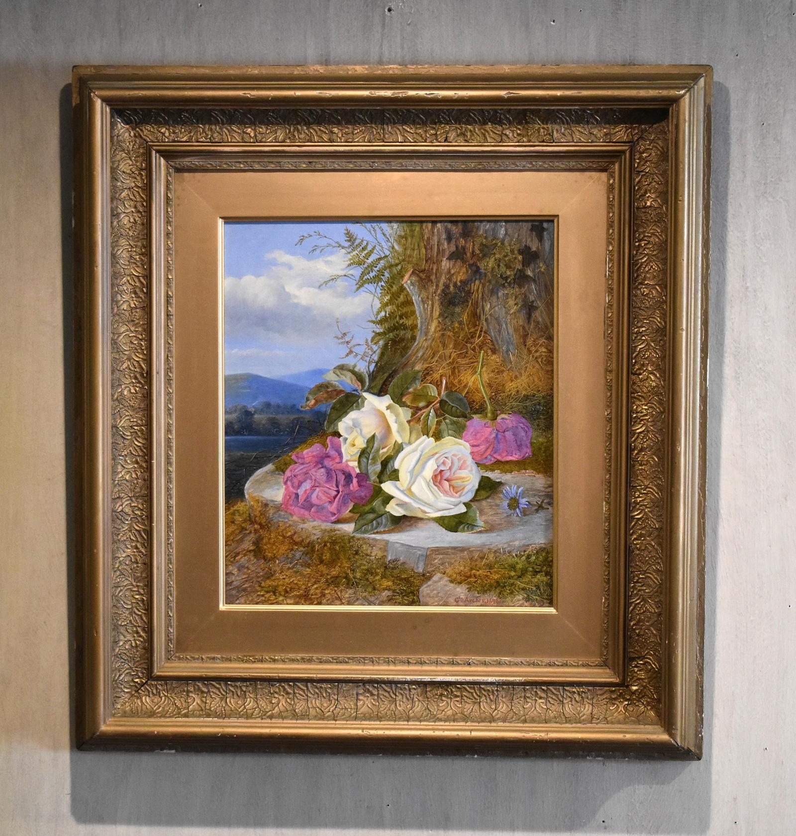 Still Life Oil Painting of Roses by Charles Archer 1855-1931 (1 of 7)
