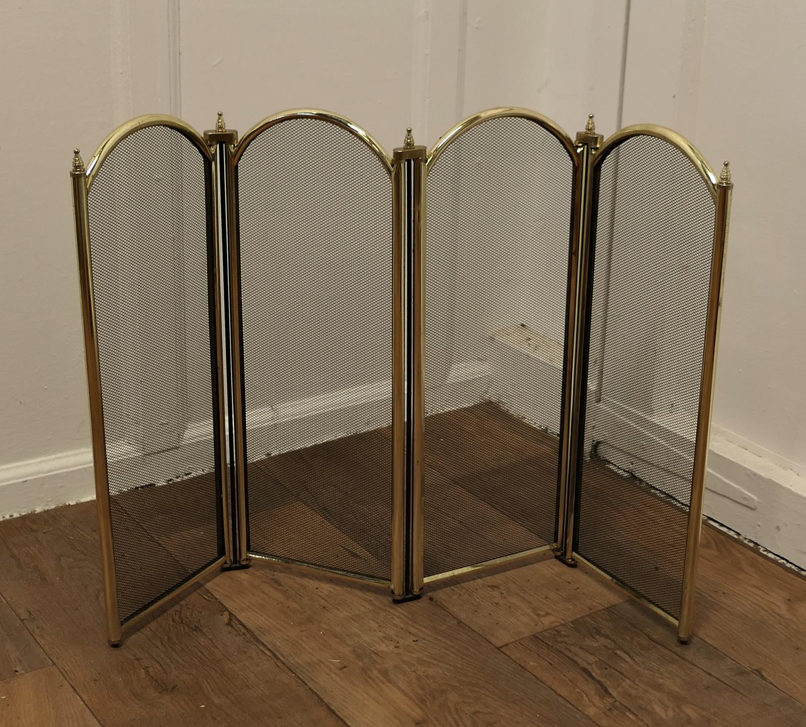 Folding Brass & Iron Fire Guard for Inglenook Fireplace (1 of 7)