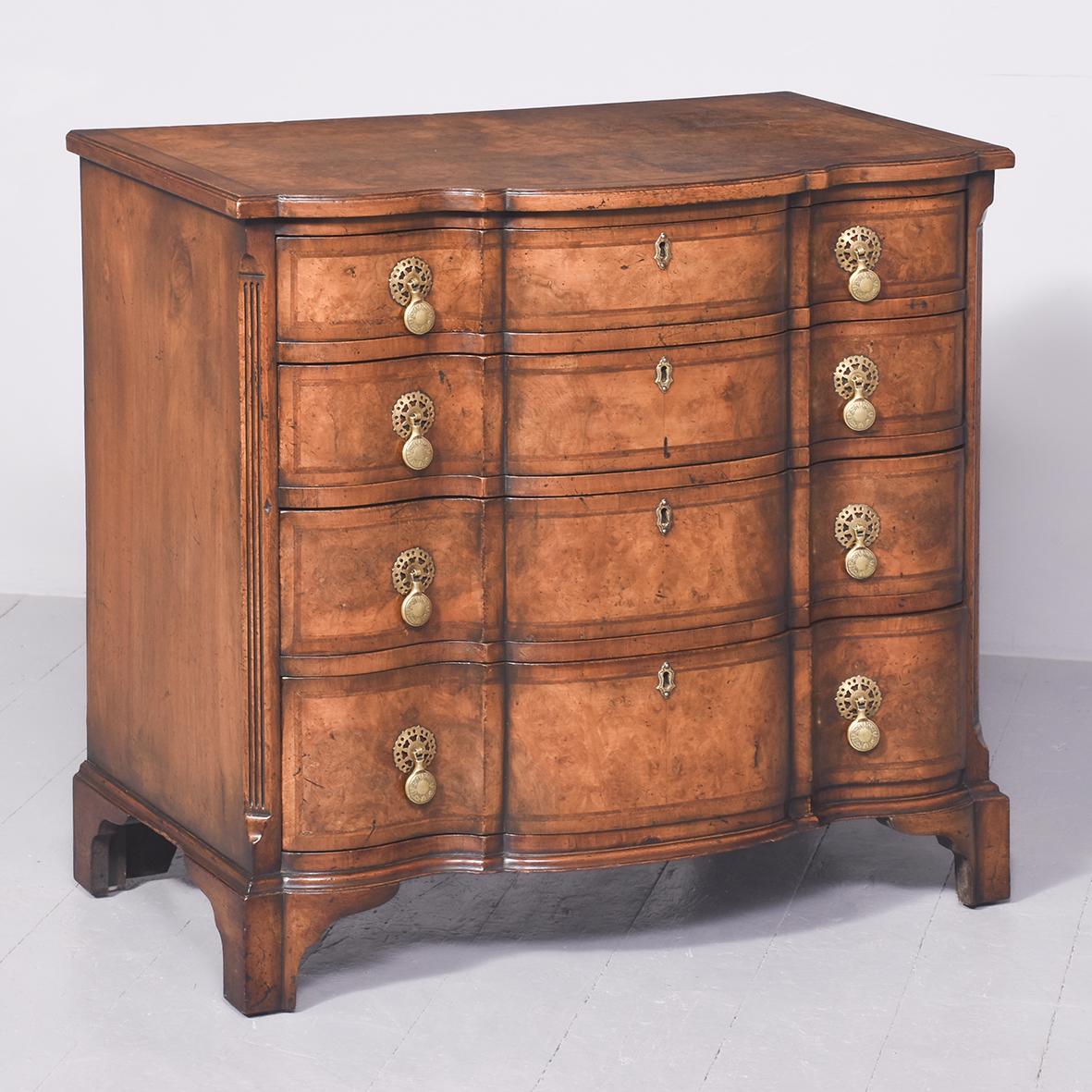 George II Style Neat Size Burr Walnut Serpentine Fronted Chest of Drawers (1 of 10) George II Style Neat Size Burr Walnut Serpentine Fronted Chest of Drawers (1 of 10)