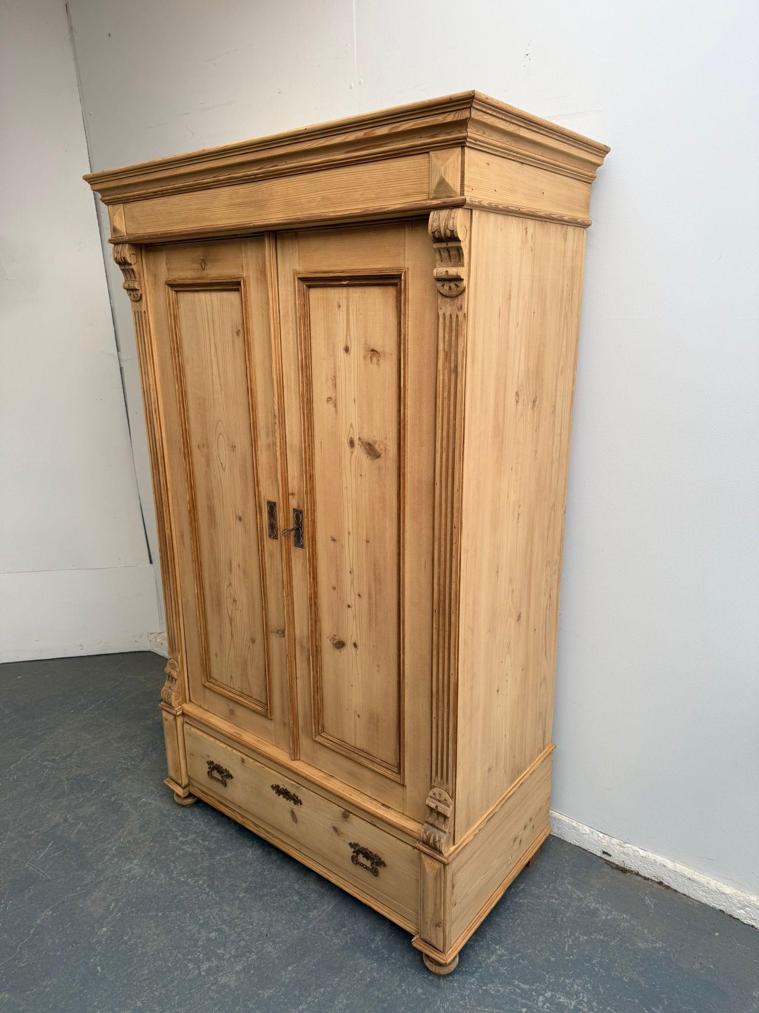 A Rare Victorian Antique Old Pine Shelved Knockdown Wardrobe to Wax/paint (1 of 11)