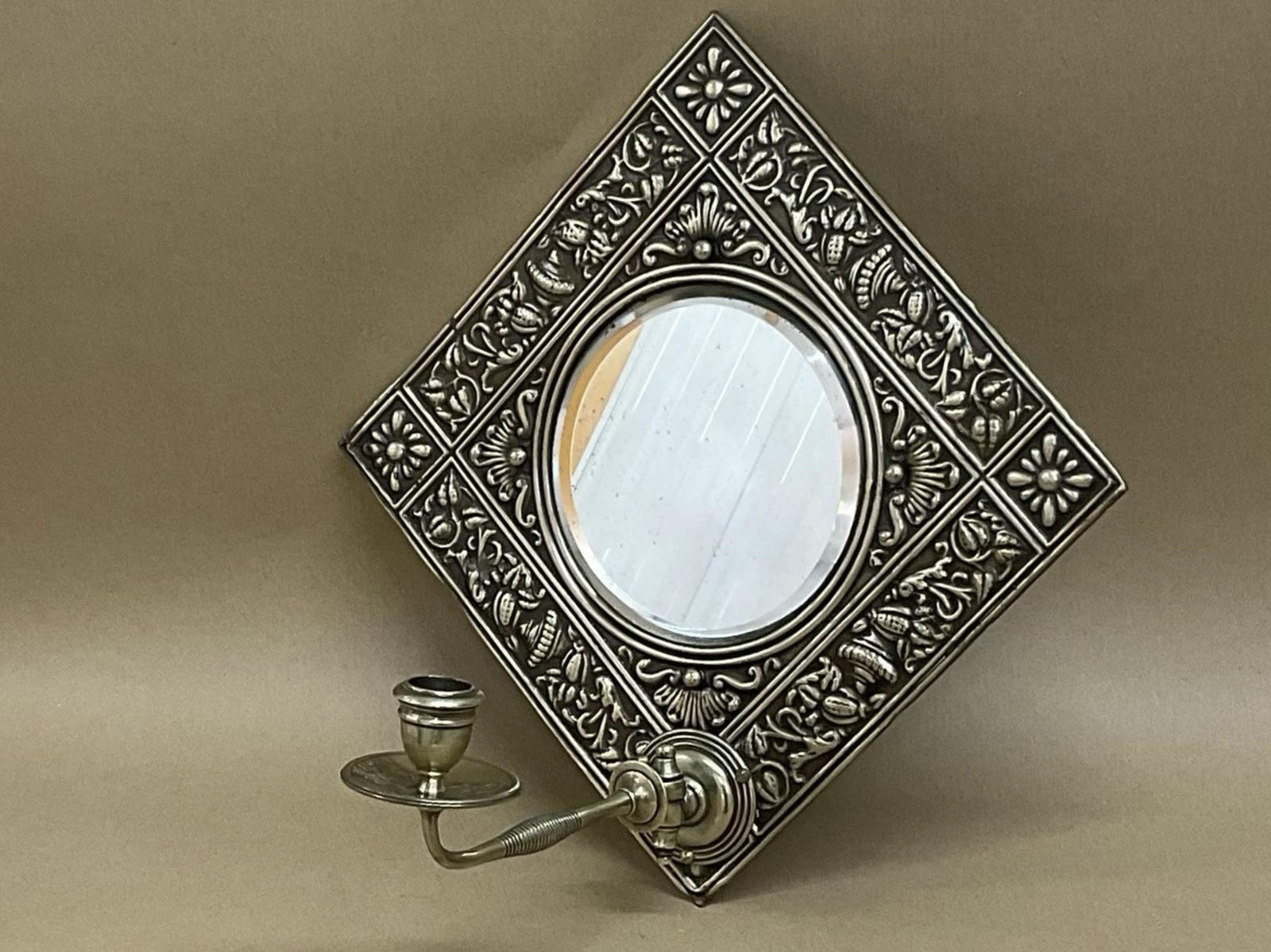 Arts and Crafts Brass Mirror Candle Sconce in Manner Of Bruce James Talbert Antique Victorian C1880 (1 of 7) Arts and Crafts Brass Mirror Candle Sconce in Manner Of Bruce James Talbert Antique Victorian C1880 (1 of 7)