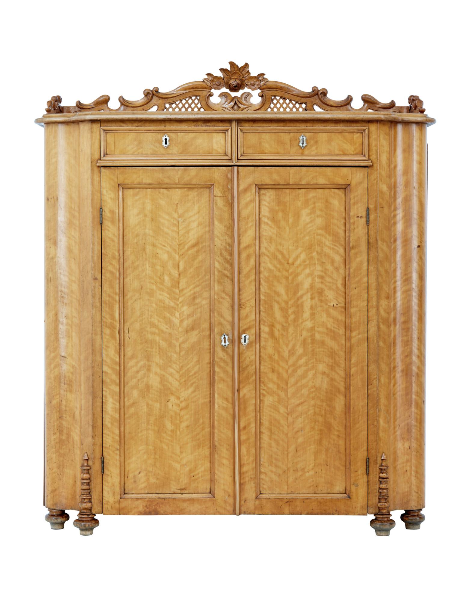 19th Century Shaped Swedish Carved Birch Sideboard (1 of 8)
