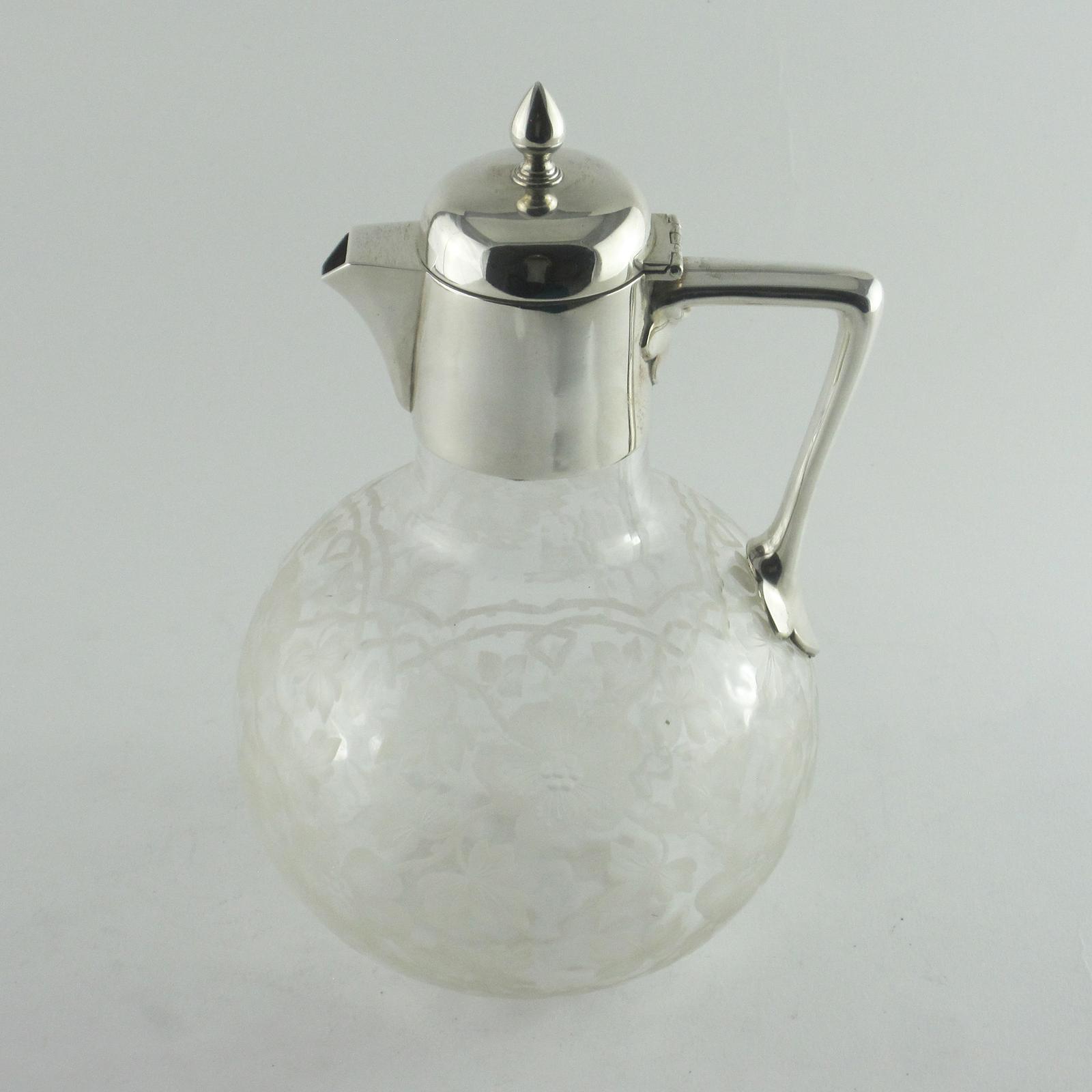 Victorian Claret Jug with Silver Plated Mount & Hinged Lid (1 of 6)