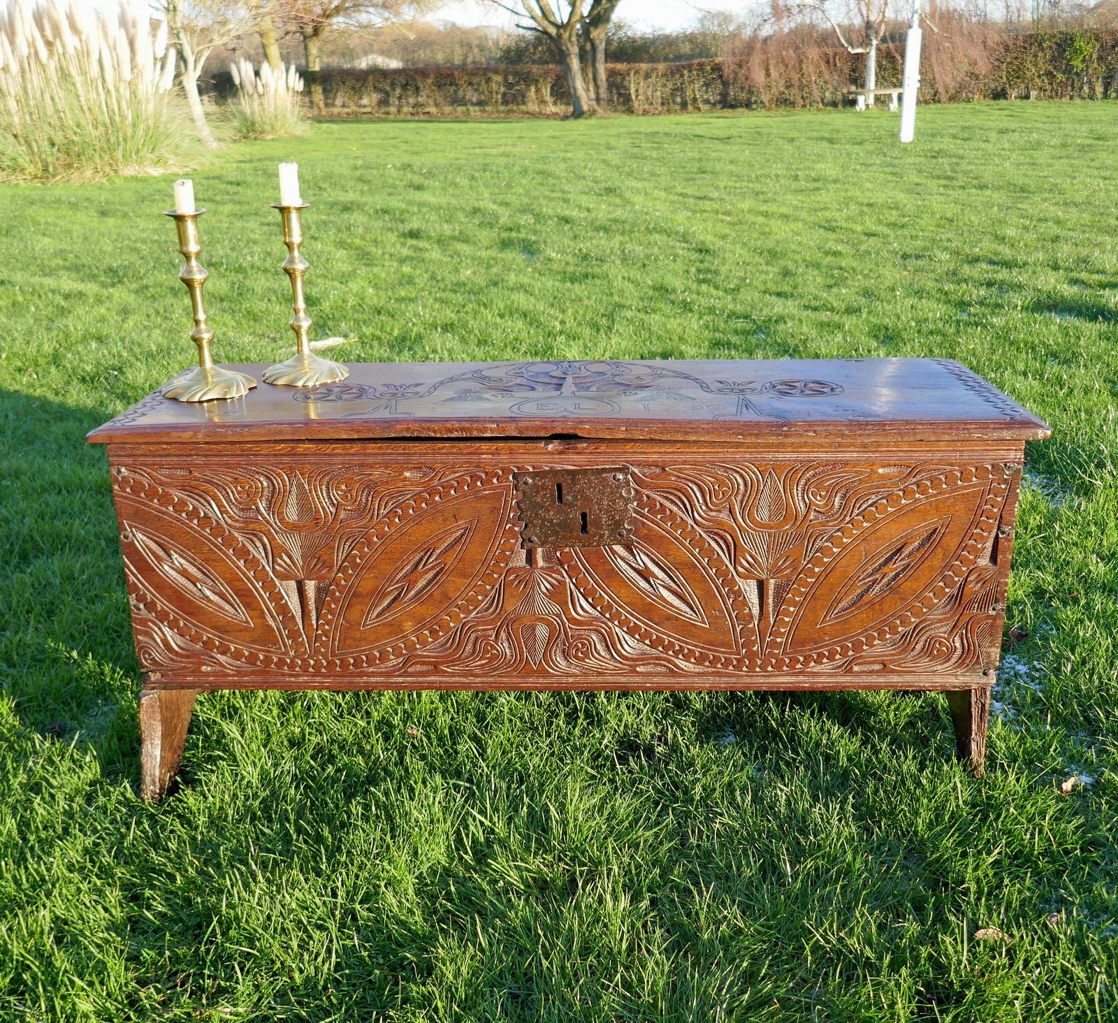 Antique Early Country Furniture 17thc Period Oak Joined Carved Coffer (1 of 9) Antique Early Country Furniture 17thc Period Oak Joined Carved Coffer (1 of 9)