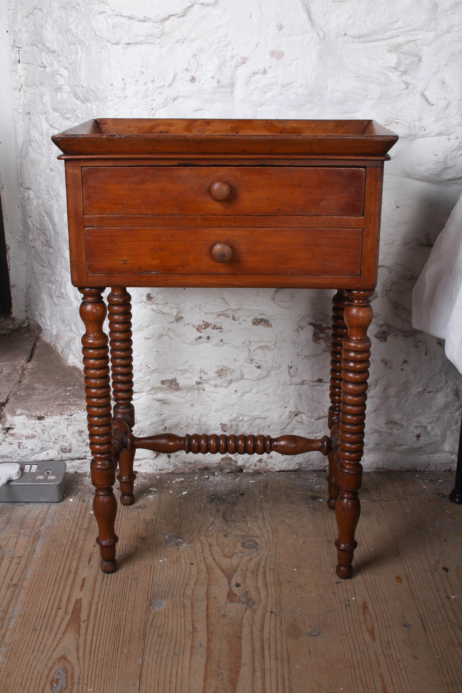 Practical & Pretty Antique Side Table, Leather Top (1 of 6)