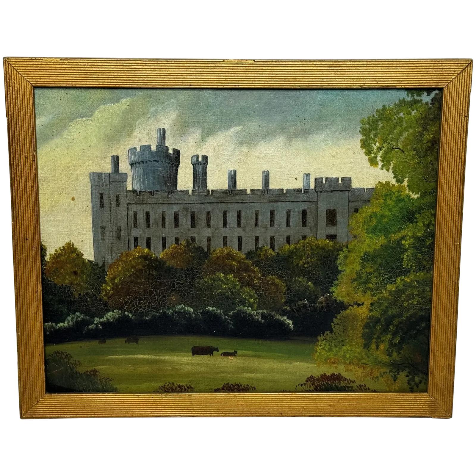 19th Century Oil Painting Architectural Historic Arundel Castle After James Canter (1 of 45)