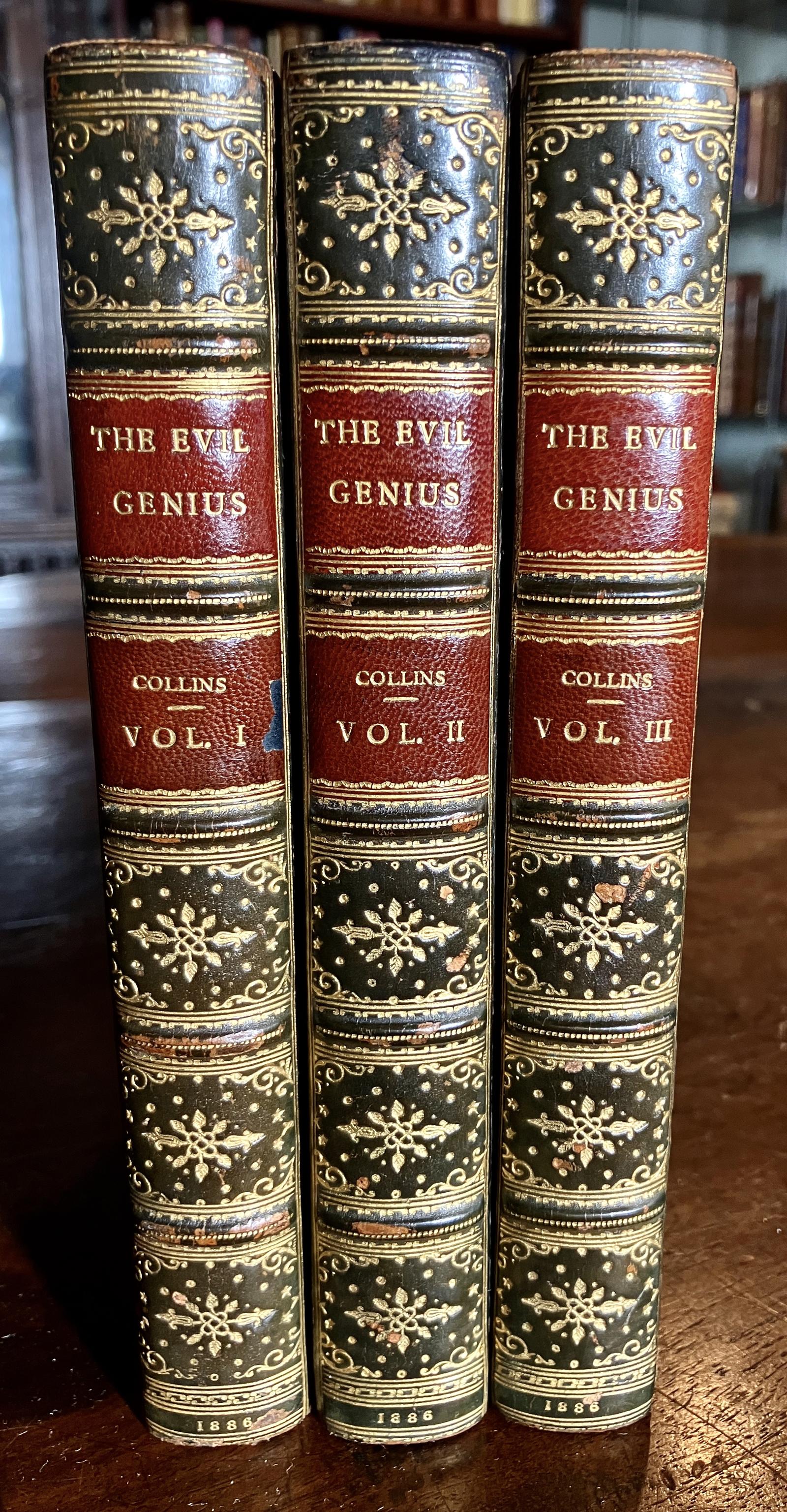 1886 The Evil Genius by Wilkie Collins Scarce 1st Ed Riviere Leather 3 x Vol Set (1 of 4)