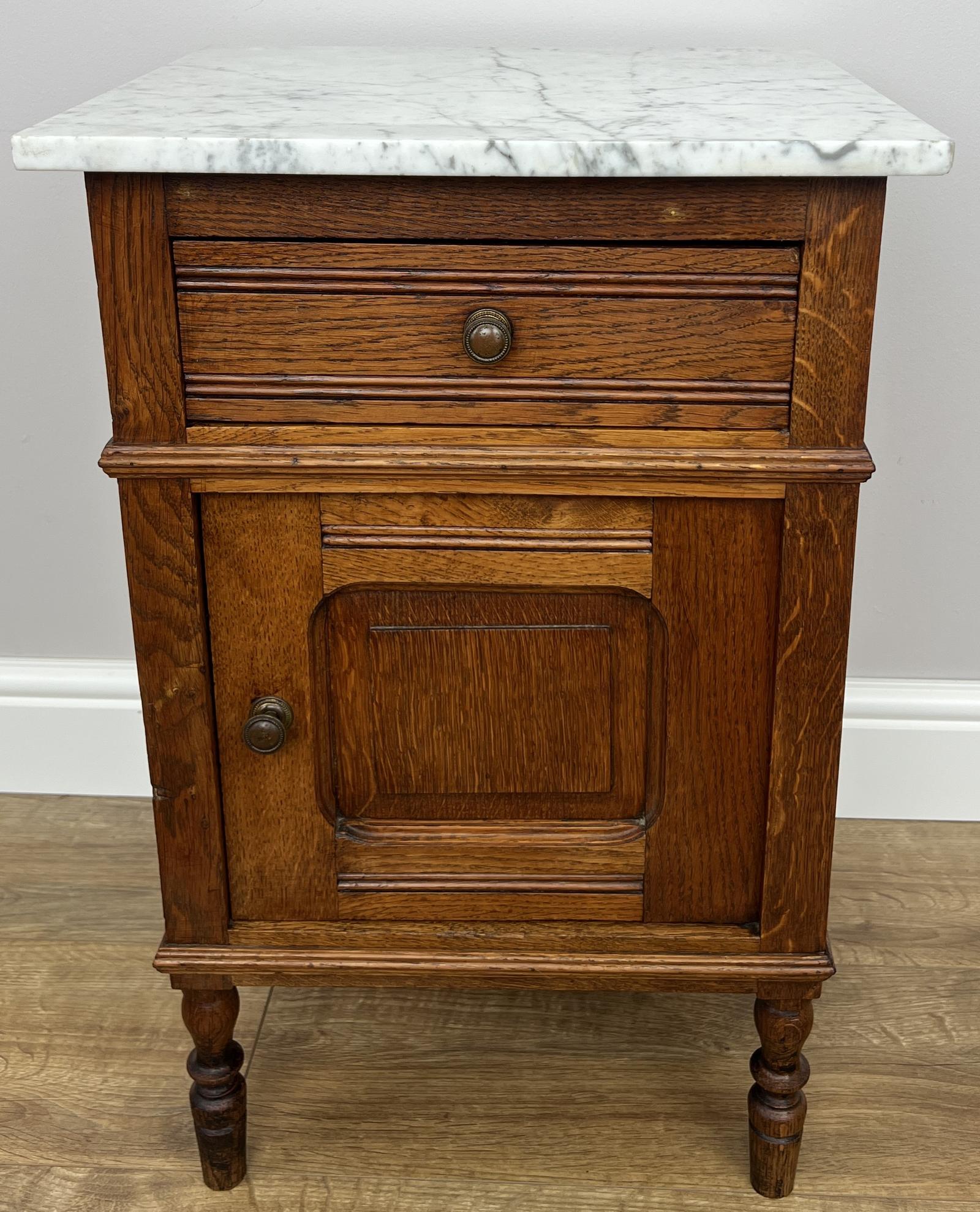 Bedside Table Antique French Style Marble Top Oak Cabinet Nightstand (1 of 13) Bedside Table Antique French Style Marble Top Oak Cabinet Nightstand (1 of 13)