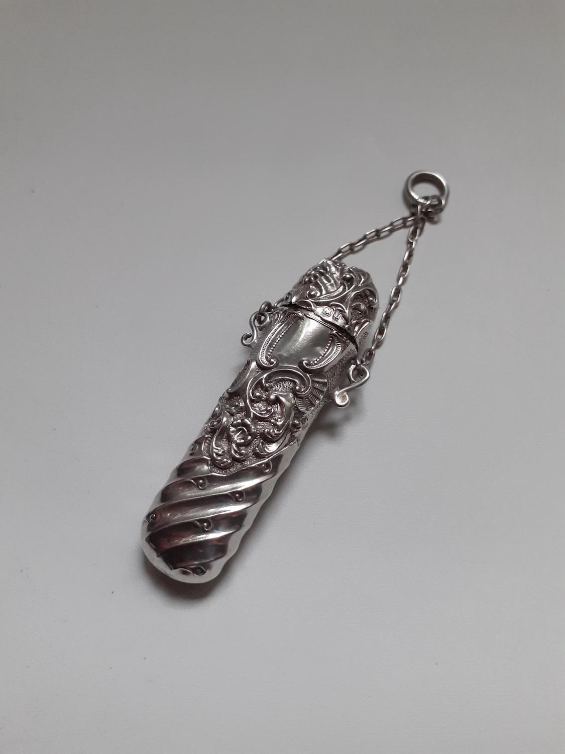 Pretty Victorian Silver Needle Case for Chatelaine (1 of 6)