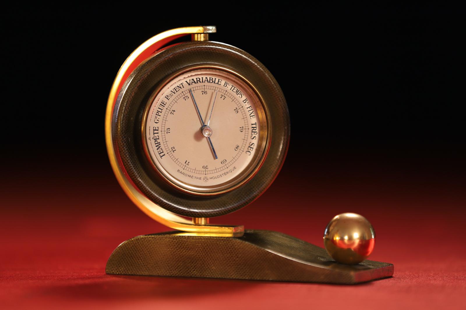 Art Deco Faux Shagreen Desk Barometer by Naudet No 2058 c1920 (1 of 8)