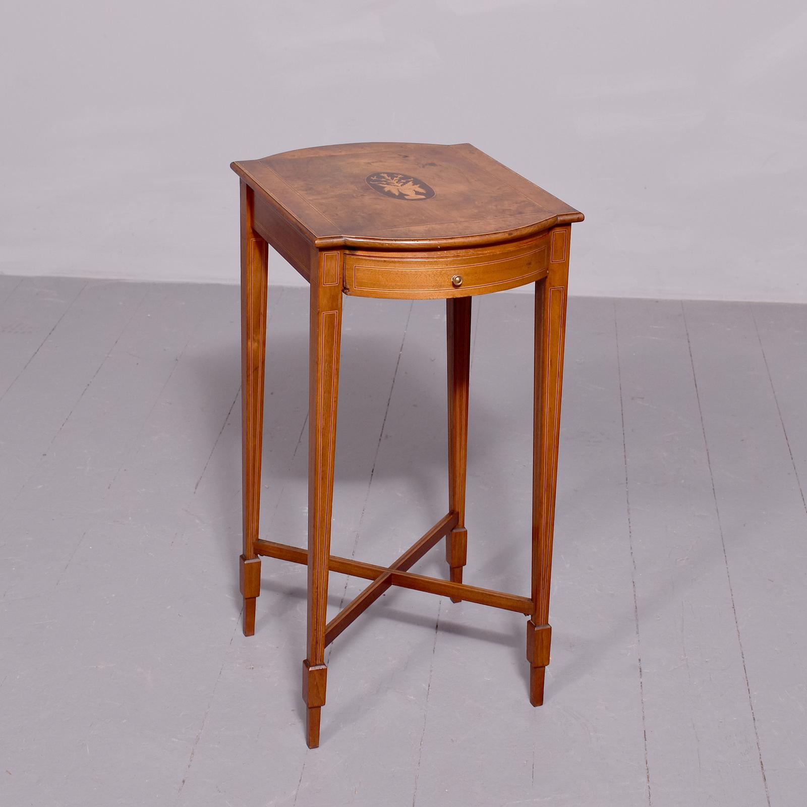 Quality Late Victorian Sheraton-style Figured and Burr Walnut Inlaid Side Table (1 of 9)