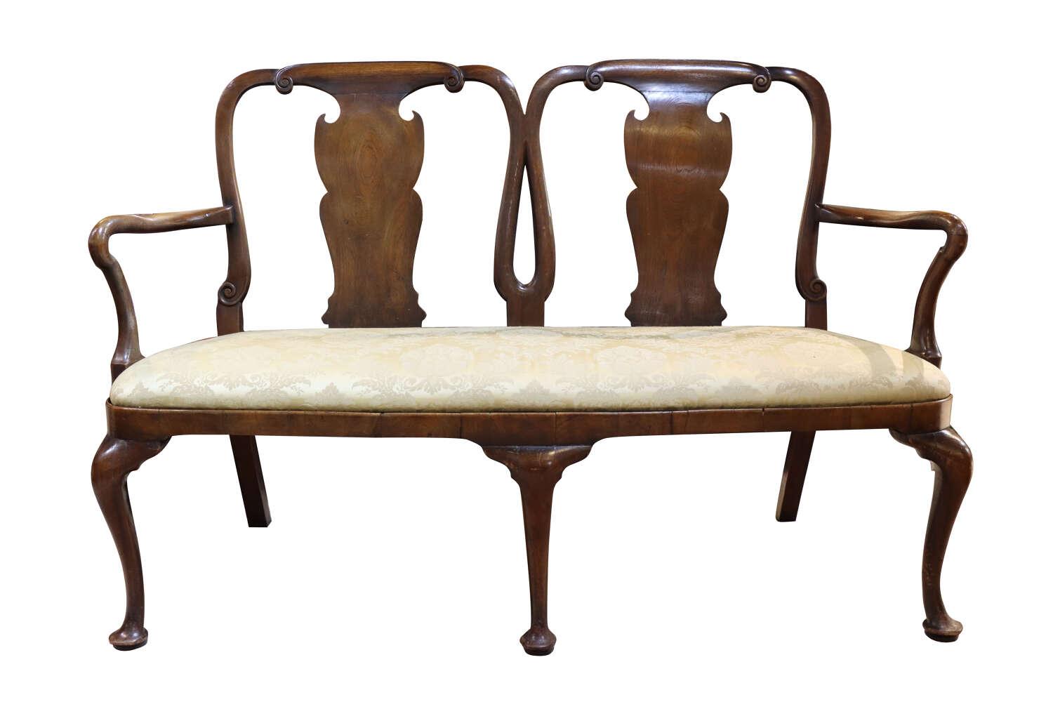 George II Style Oak Chairback Settee (1 of 4)