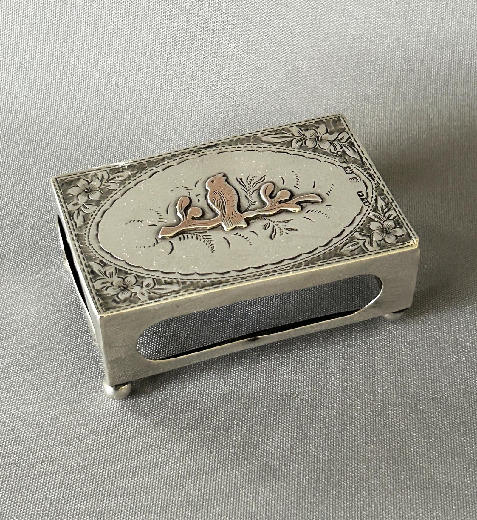 Edwardian Silver & Gold 'Songbird' Match Box Holder (1 of 6) Edwardian Silver & Gold 'Songbird' Match Box Holder (1 of 6)