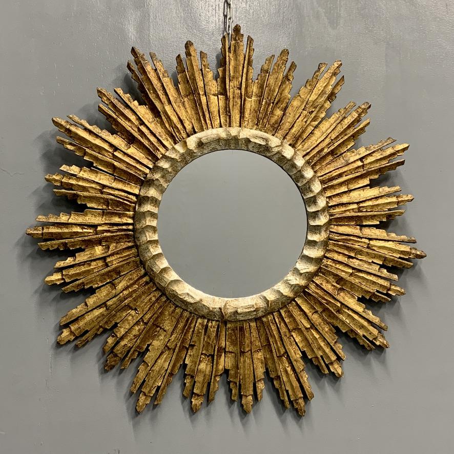 62cm Diameter Carved Wood Gilt Sunburst Mirror (1 of 7) 62cm Diameter Carved Wood Gilt Sunburst Mirror (1 of 7)