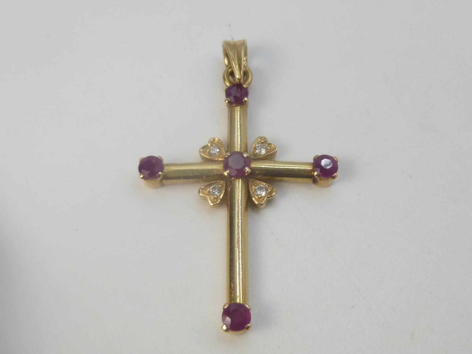 Gold, Ruby & Diamond Set Cross (1 of 6)