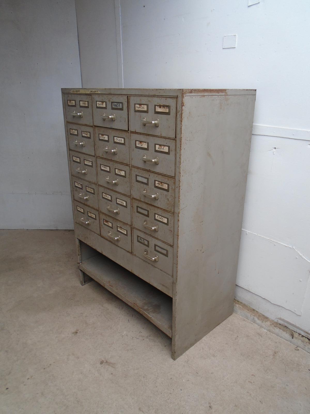 Large Heavy 1930s Art Deco Original Industrial Metal 15 Drawer Chest of Drawers (1 of 14)