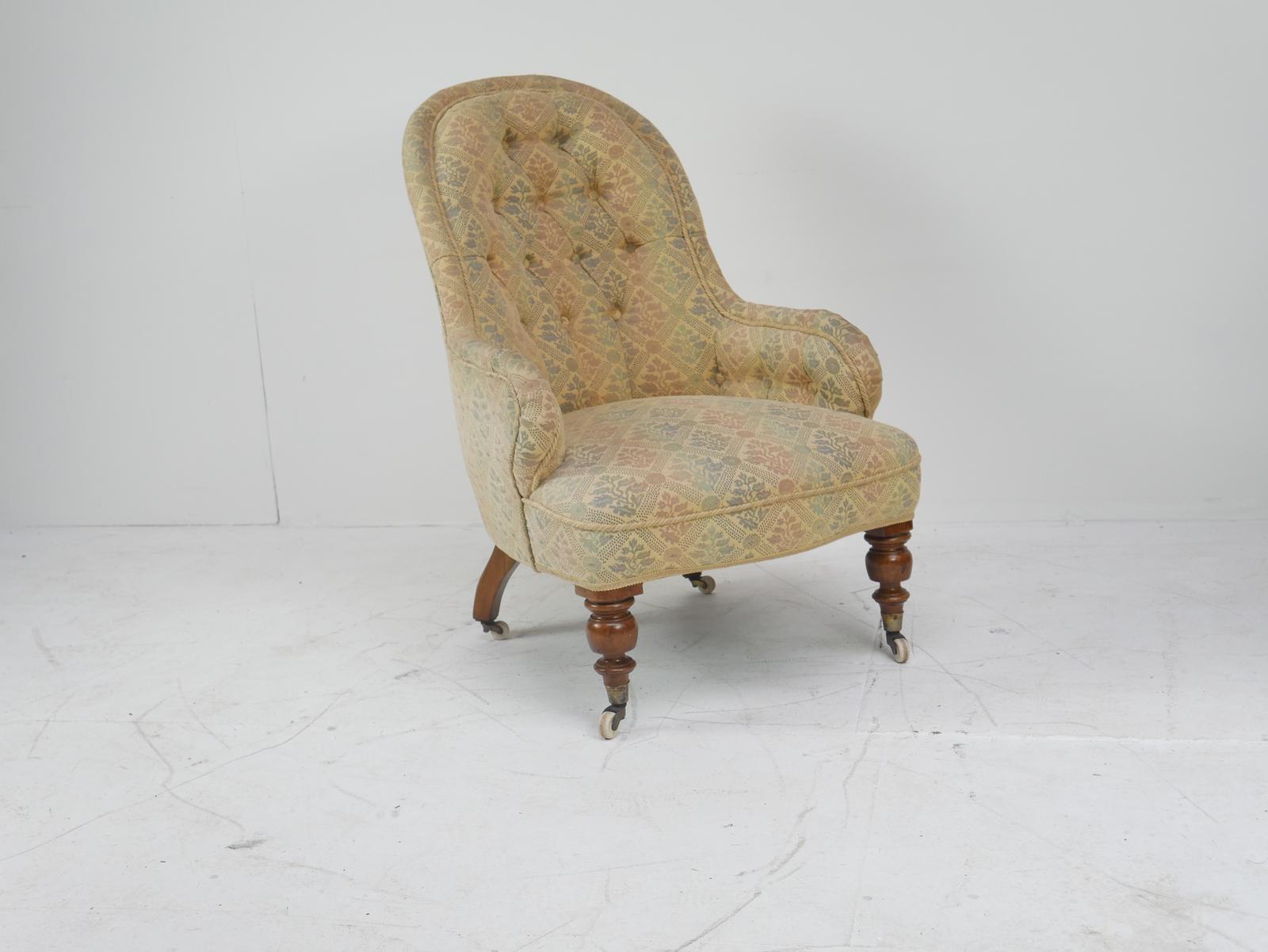 19th Century Buttoned Upholstered Armchair (1 of 8) 19th Century Buttoned Upholstered Armchair (1 of 8)