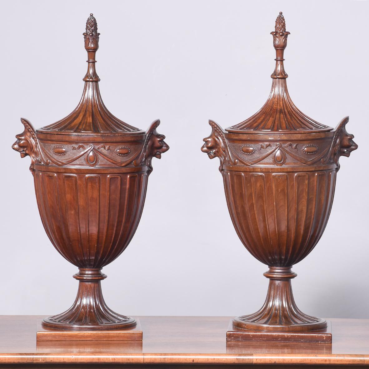 Pair of Exhibition Quality Adam Style Carved Urns (1 of 11) Pair of Exhibition Quality Adam Style Carved Urns (1 of 11)