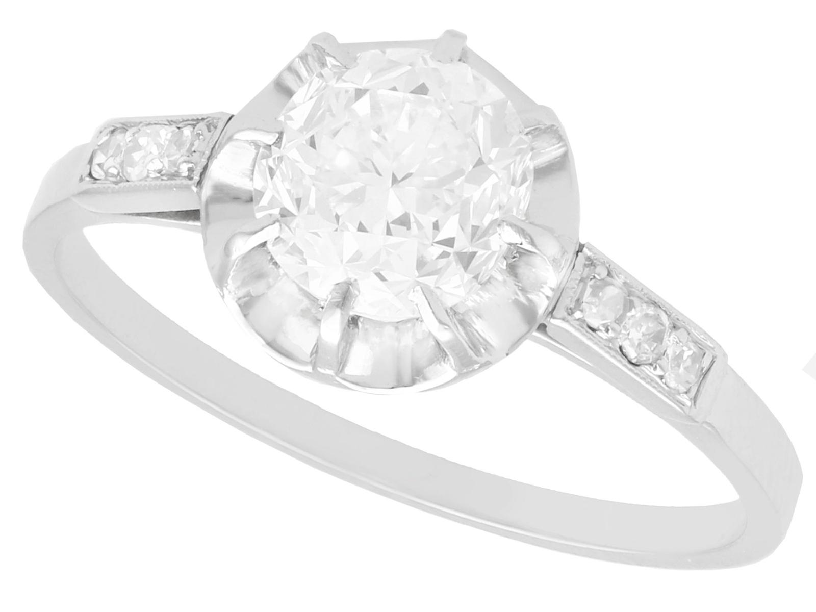 Antique French 1.22ct Diamond & Platinum Solitaire Ring c.1920 (1 of 11)