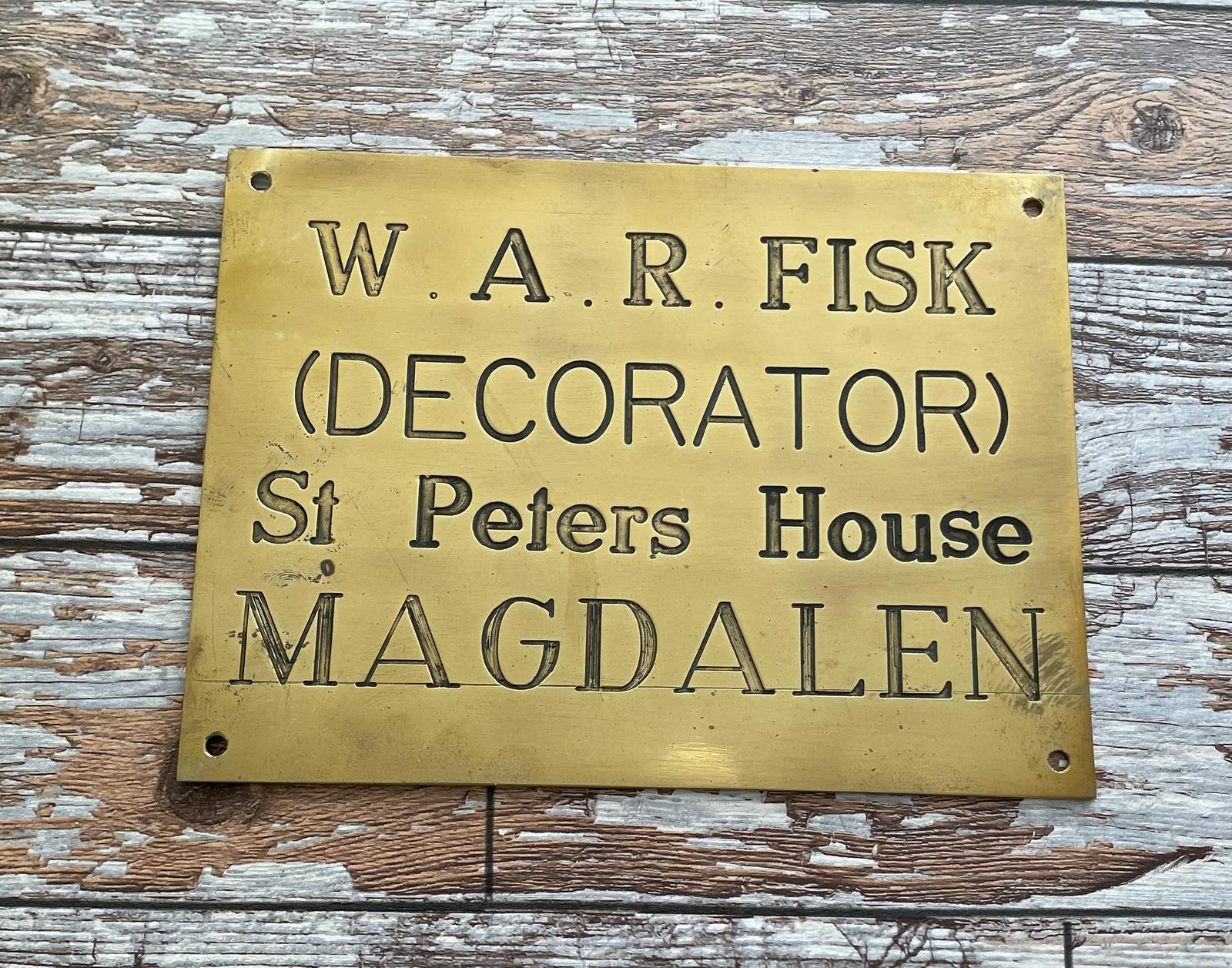 Brass Name Plate FISK Decorator (1 of 2) Brass Name Plate FISK Decorator (1 of 2)