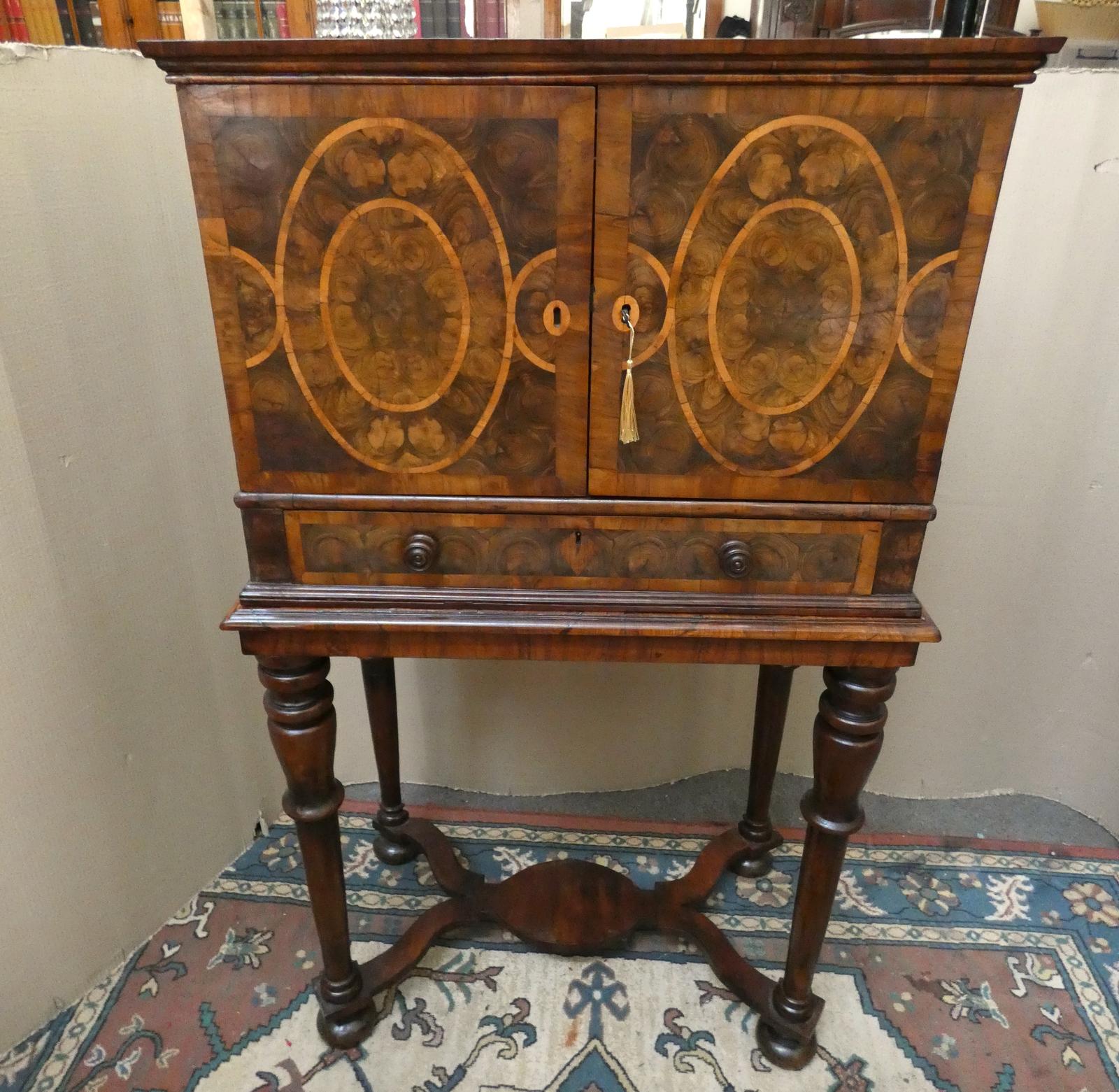 17th Century Olive Wood Oyster Veneer Cabinet on Stand (1 of 11)