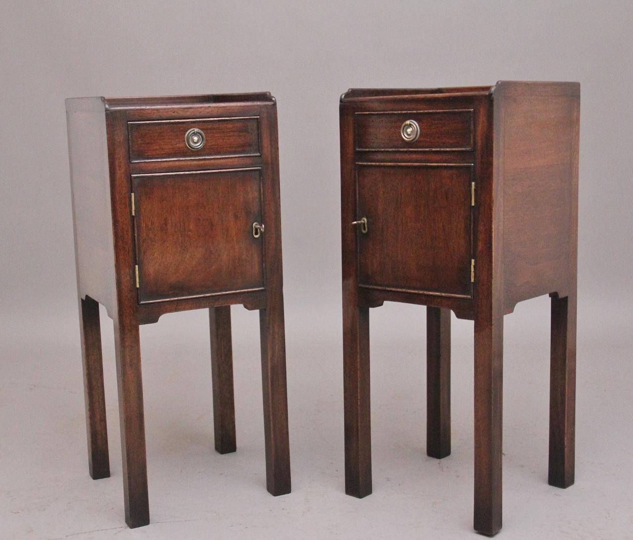 Pair Early 20th Century Mahogany Bedside Cabinets (1 of 9)