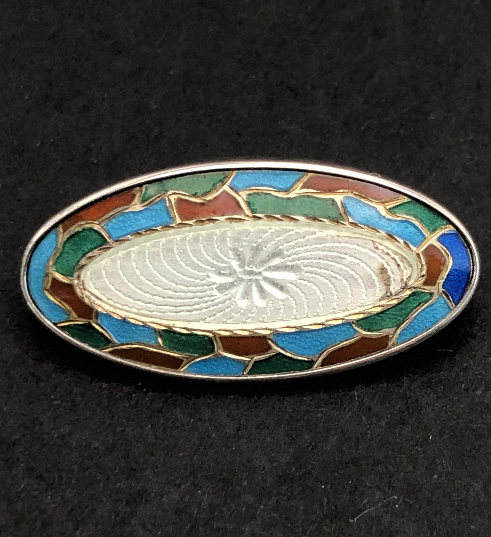 Edwardian Art Nouveau Guilloche Silver & Enamel Brooch (1 of 3) Edwardian Art Nouveau Guilloche Silver & Enamel Brooch (1 of 3)