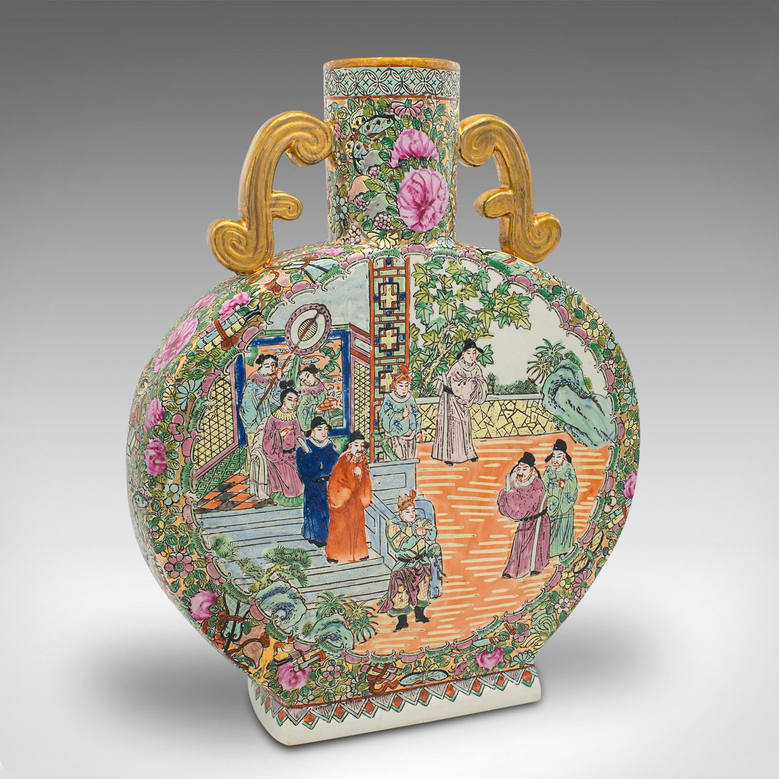 Large Antique Moon Vase, Chinese Ceramic, Decorative Flower Urn, Victorian, Qing (1 of 12)