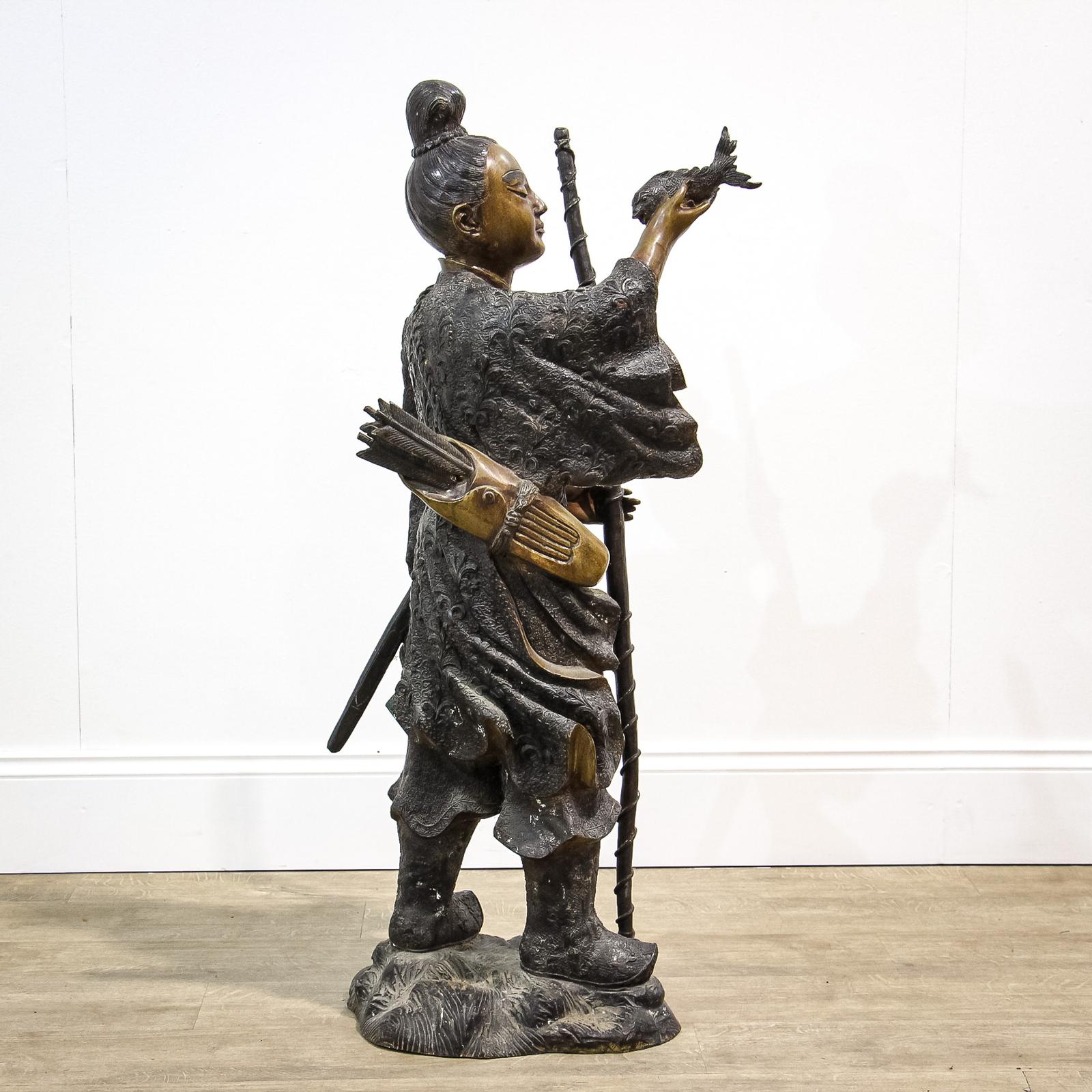 Large Japanese Bronze of an Archer with Fish (1 of 11)
