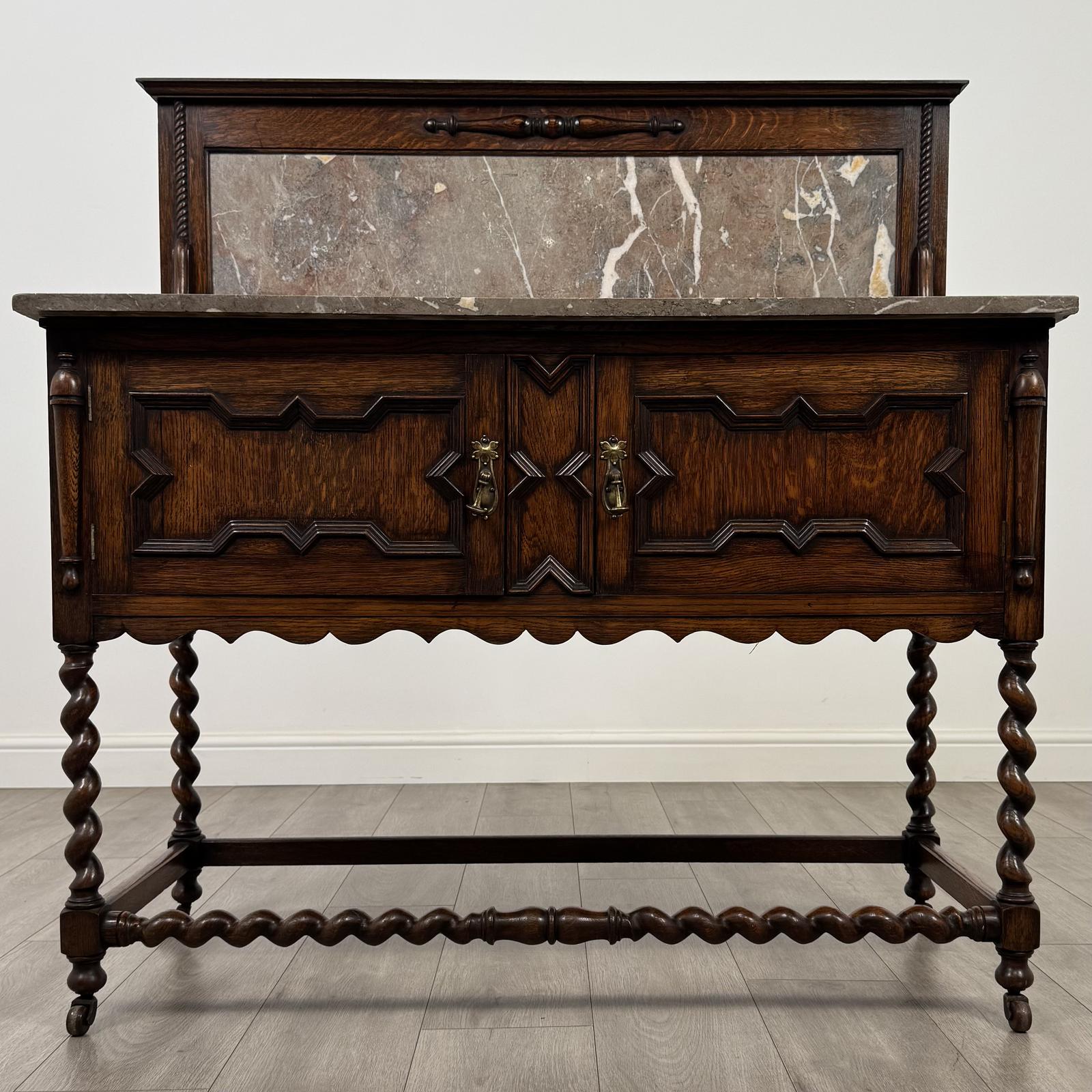 Antique 20th Century Jacobean Style Marble Top Washstand (1 of 10)