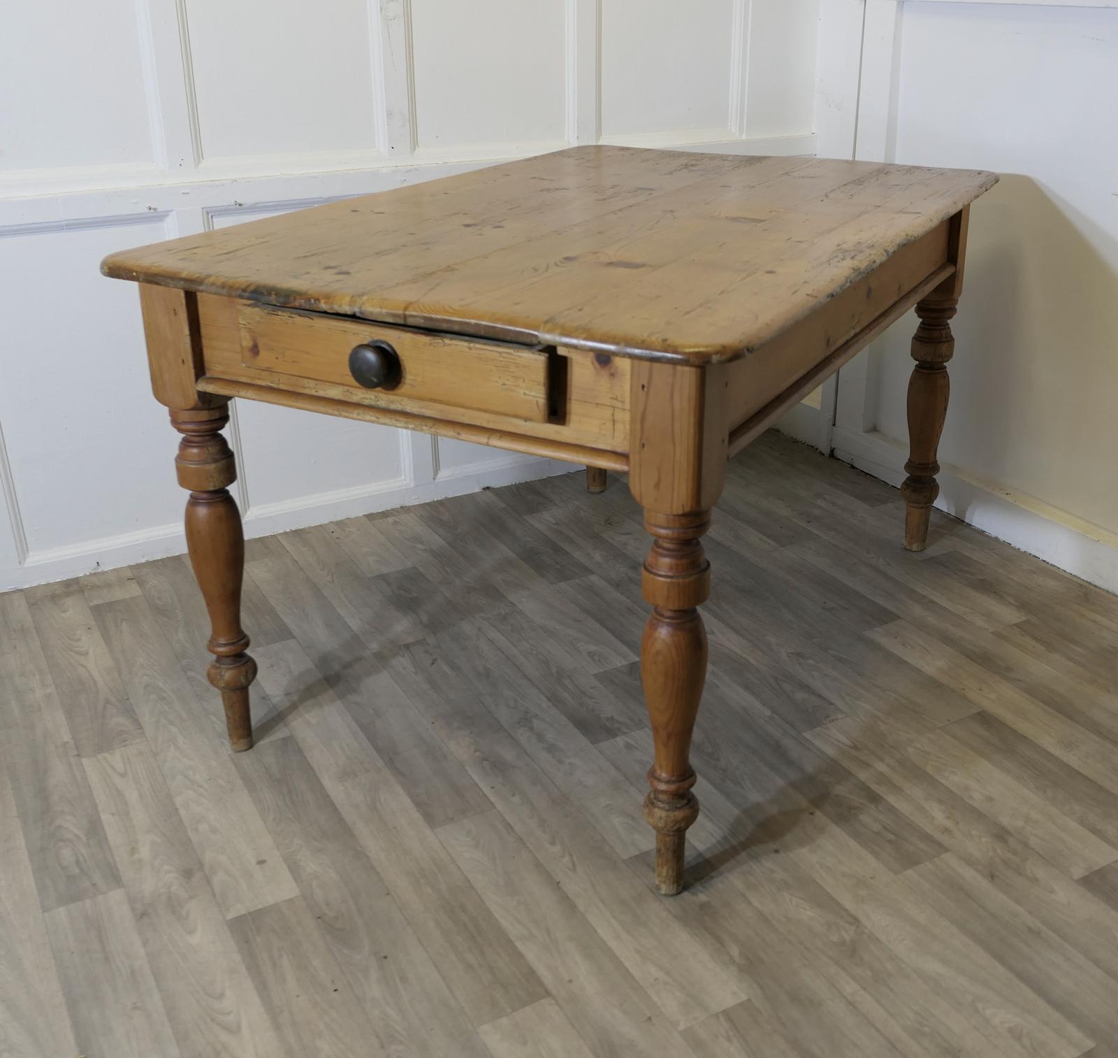 Good Sturdy Pine Farmhouse Kitchen Table (1 of 6)