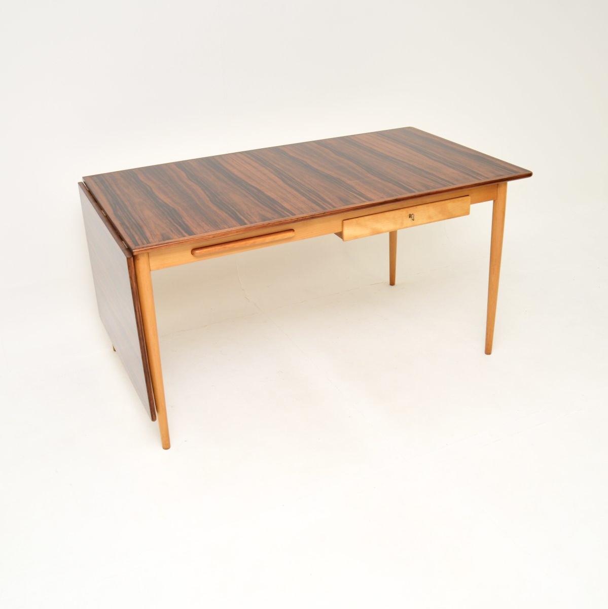 Vintage Swedish Rosewood & Sycamore Drop Leaf Desk (1 of 10)