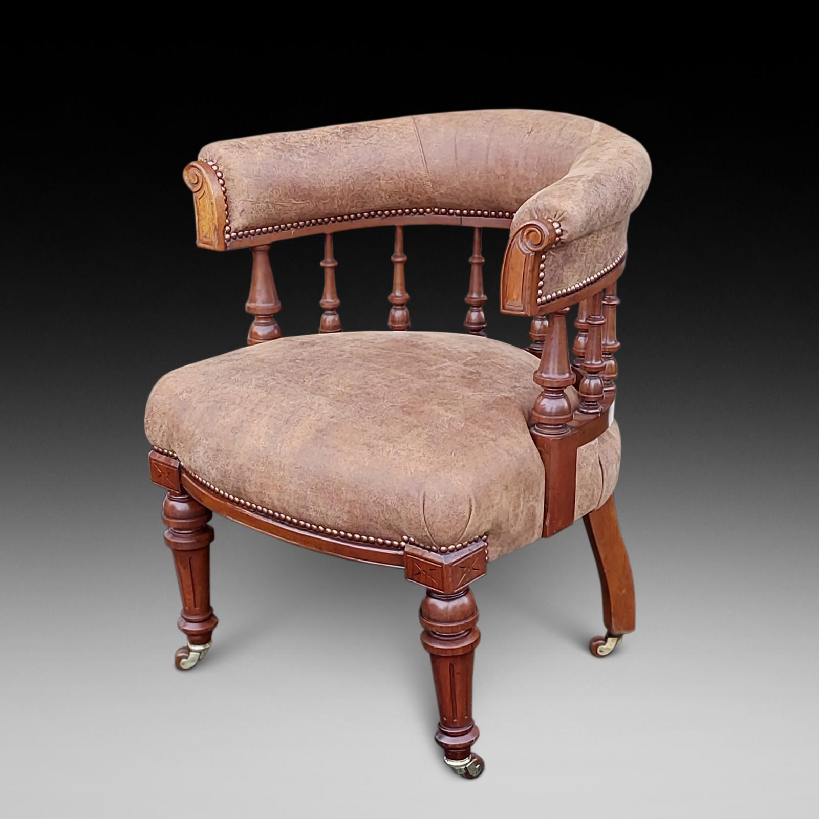Late 19th Century Walnut Captains Chair (1 of 9)