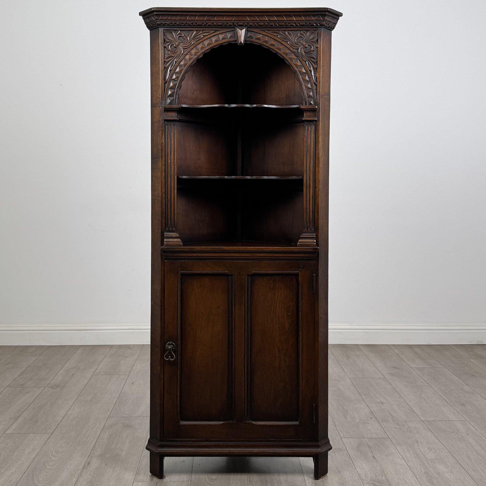 Antique Jacobean Style Carved Oak Corner Cabinet | Arched Alcove | AF-6690 (1 of 6) Antique Jacobean Style Carved Oak Corner Cabinet | Arched Alcove | AF-6690 (1 of 6)